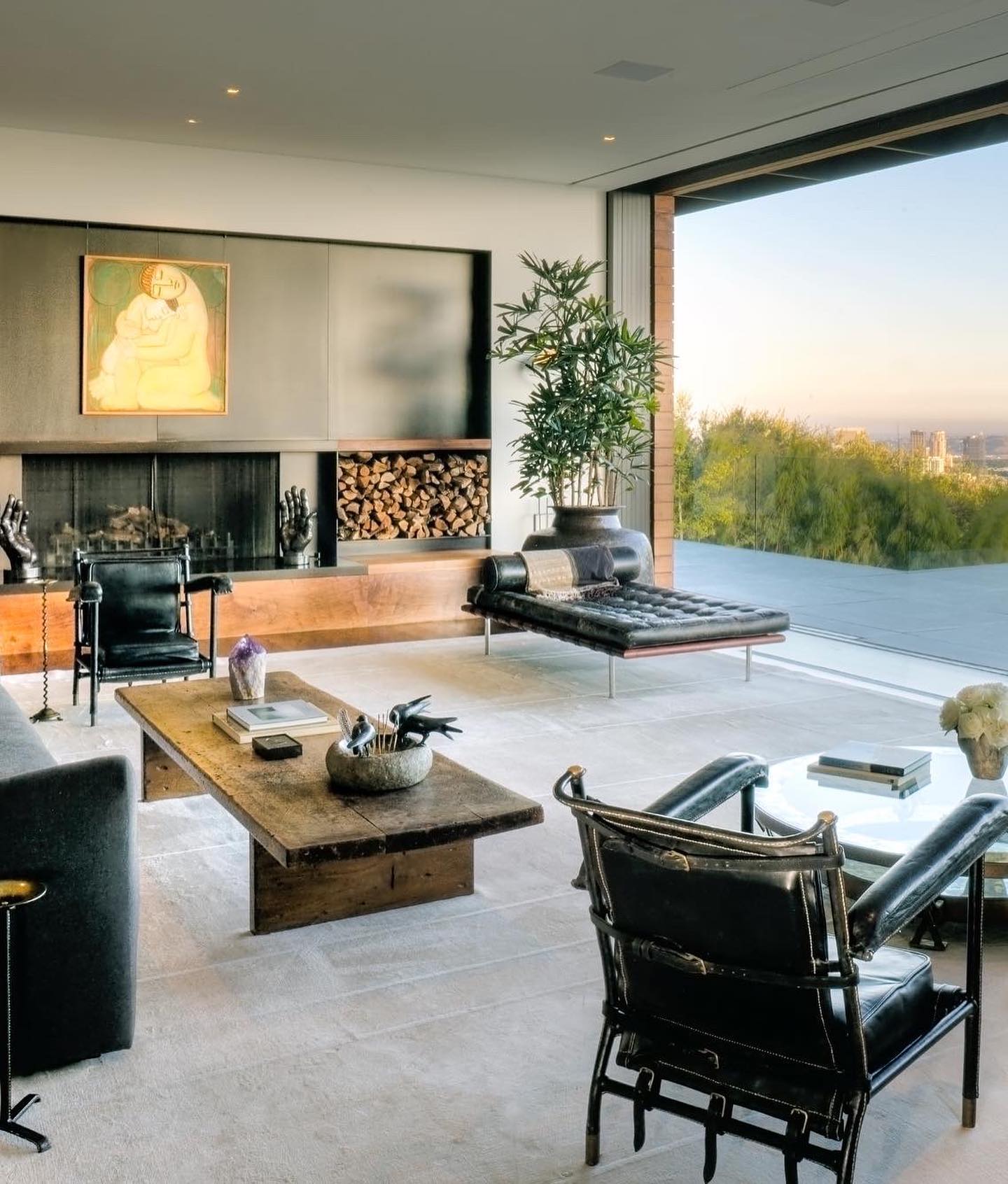 19. Balance a Dark Fireplace Wall with Low Seating