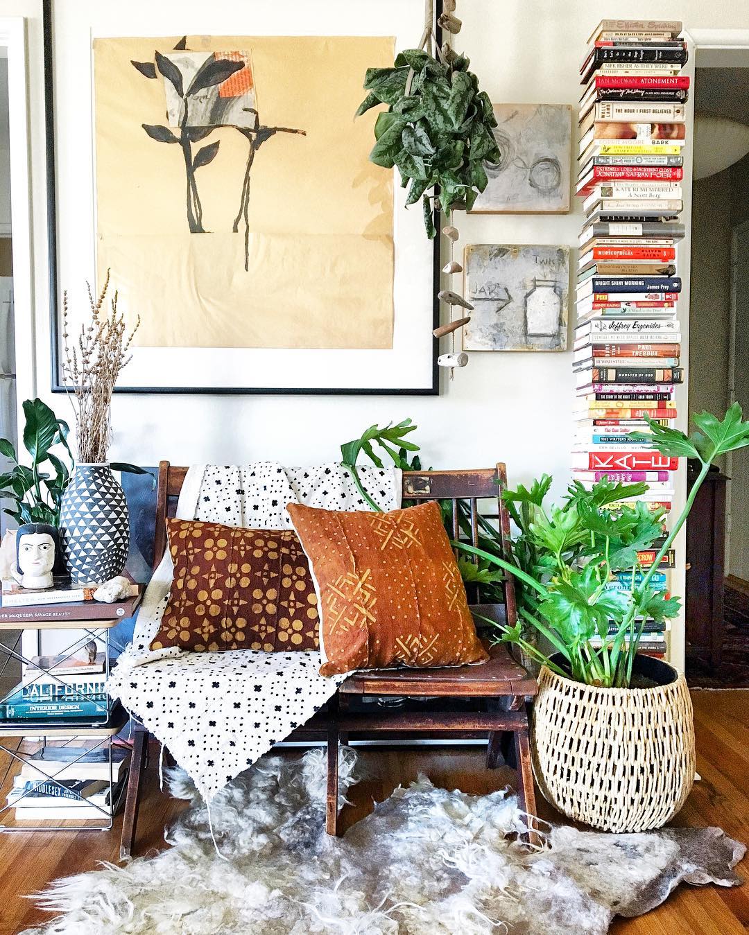 8. Build a Reading Corner Around Simple Wood Seating