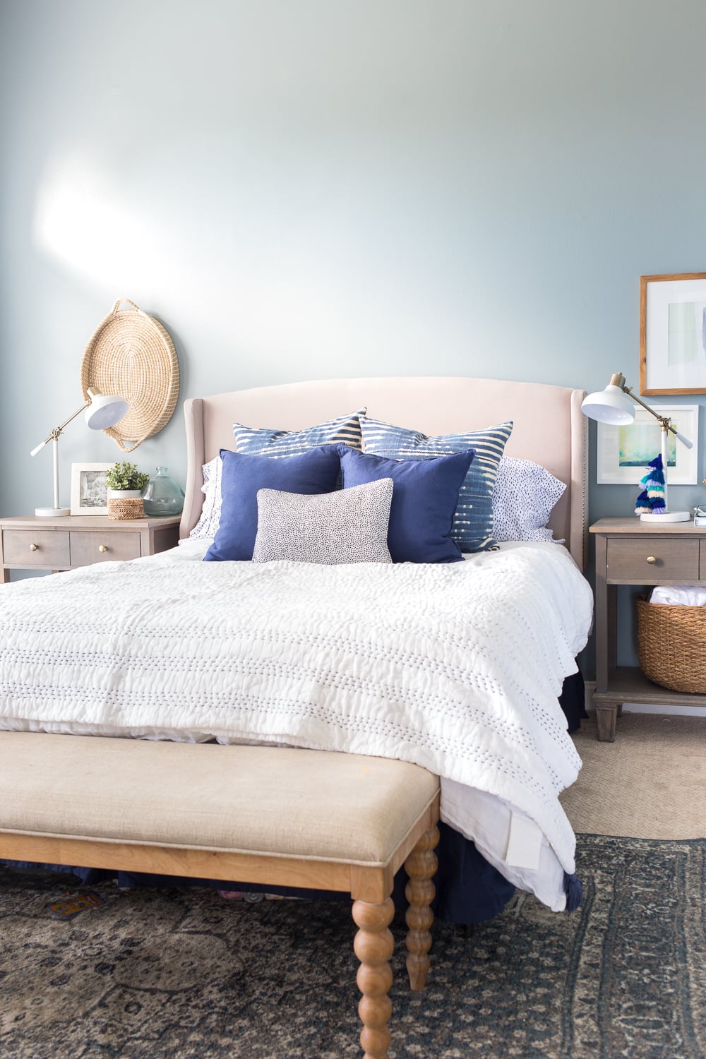2. Give Pale Blue Walls a Crisp White Center