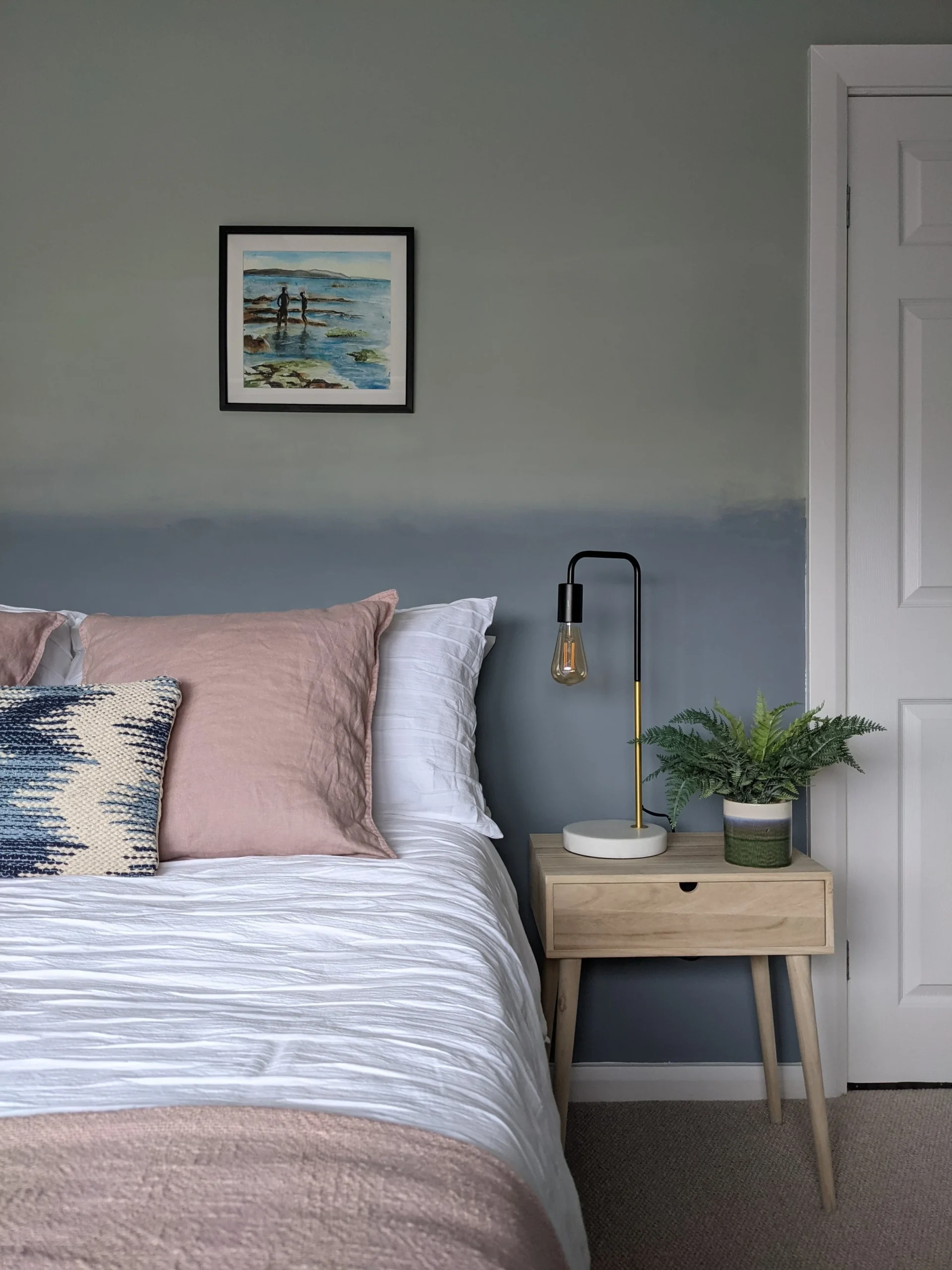 7. Paint a Soft Ocean Horizon Behind the Bed
