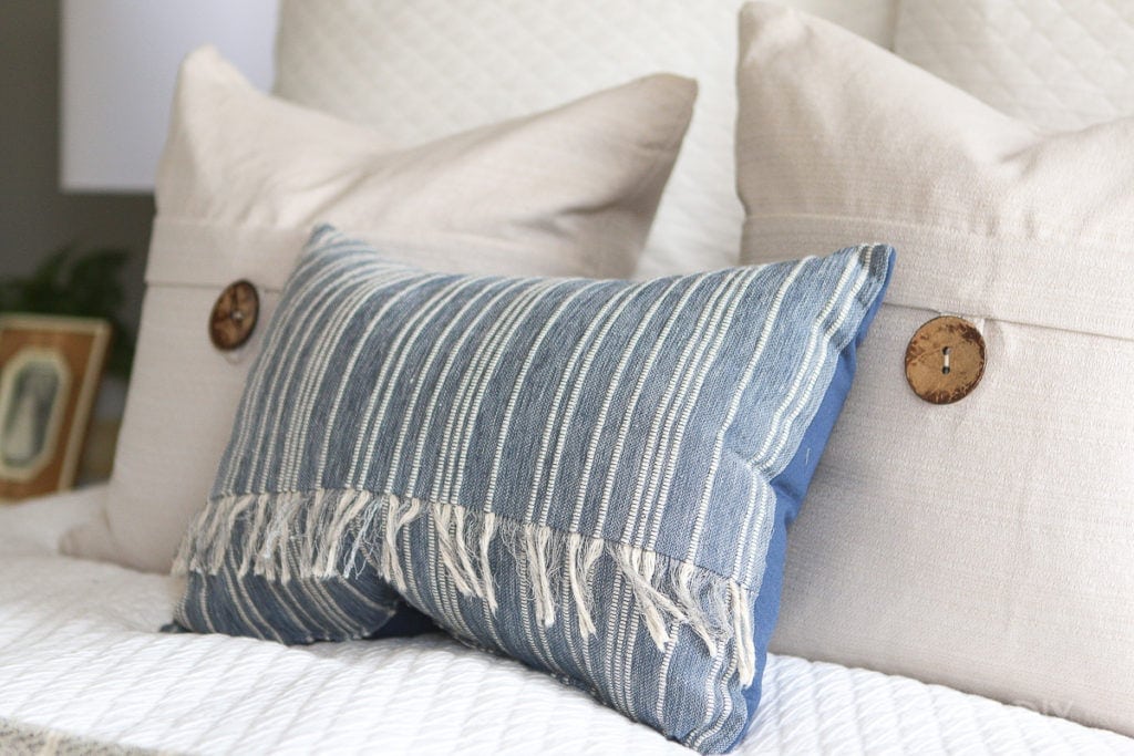 8. Make a Striped Lumbar Pillow the Blue Accent