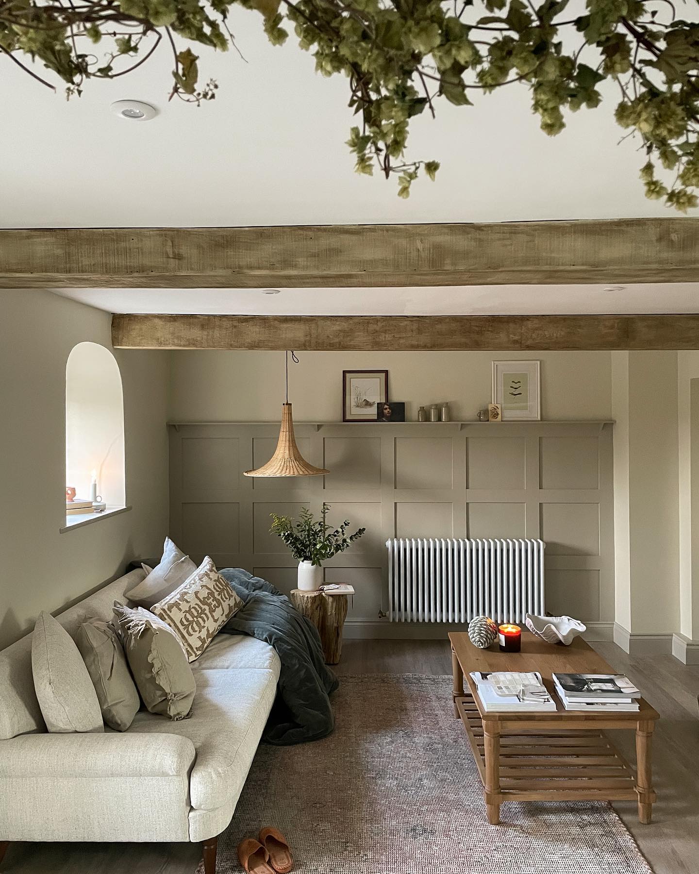 2. Paint Simple Paneling a Quiet Green