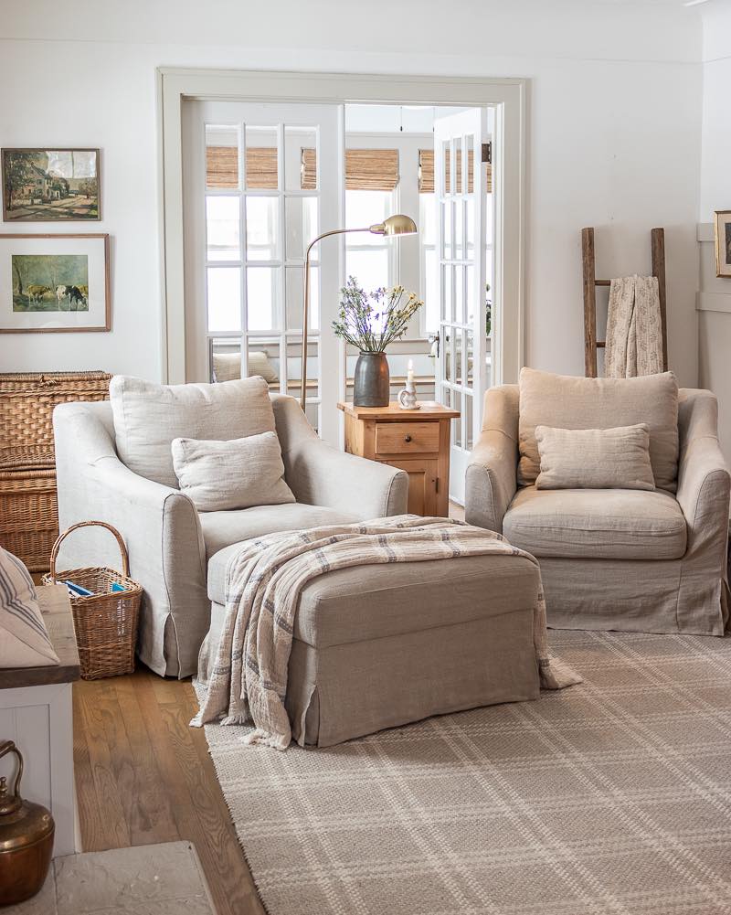 4. Warm Up a Pair of Slipcovered Chairs