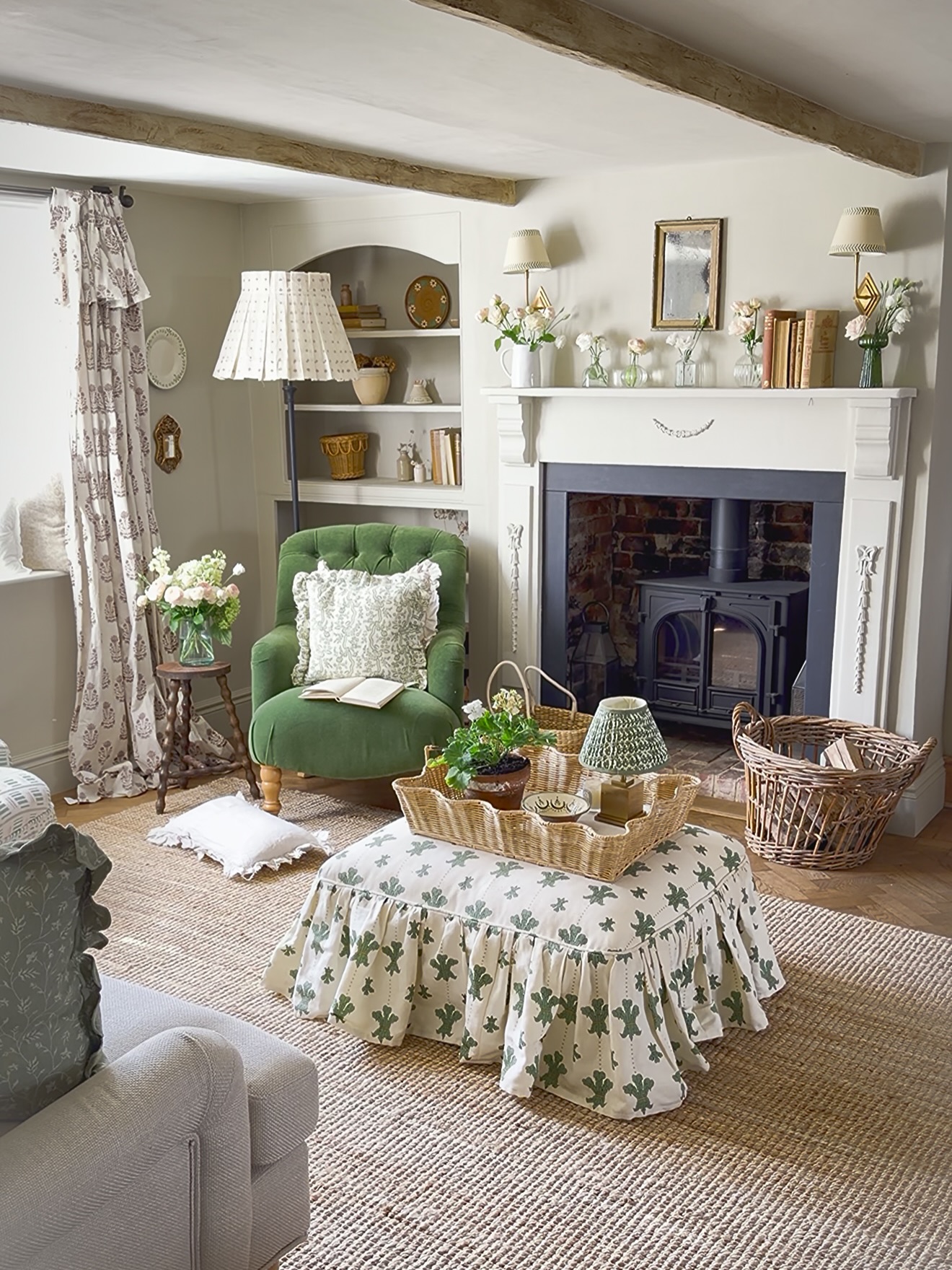 17. Soften the Center With a Skirted Ottoman