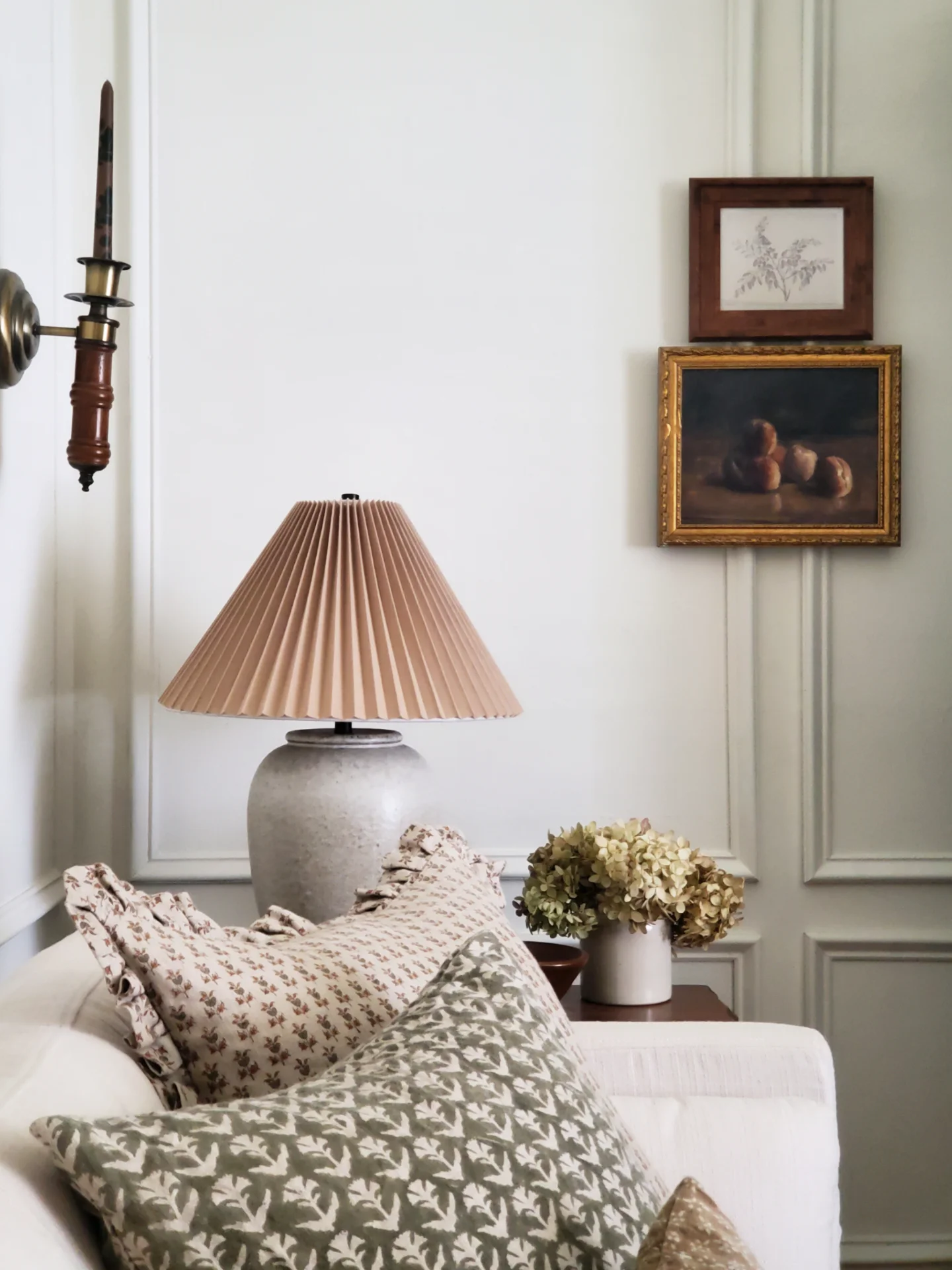 18. Add a Pleated Shade to a Simple Sofa Corner