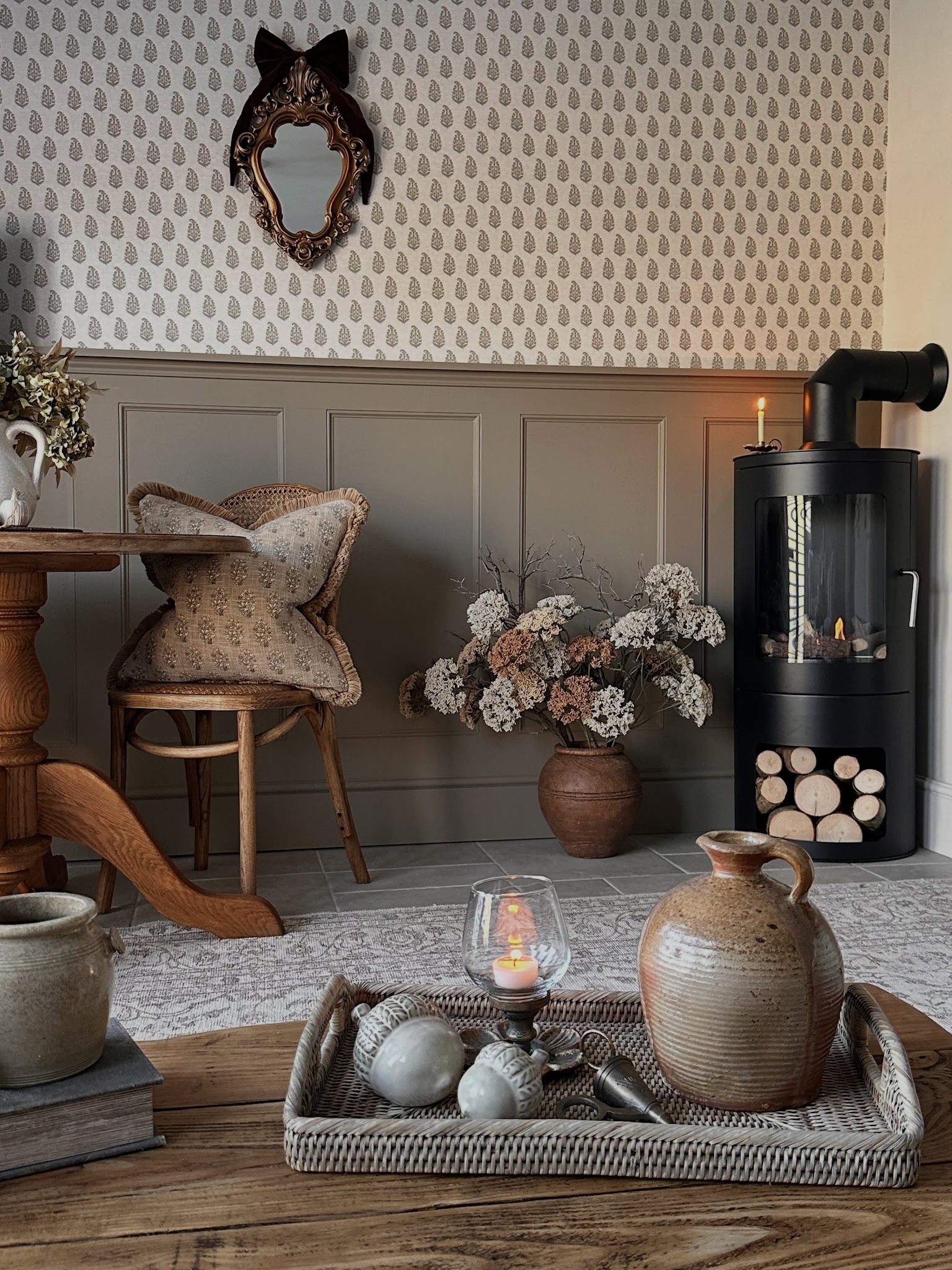 19. Balance Small Scale Wallpaper With Plain Paneling