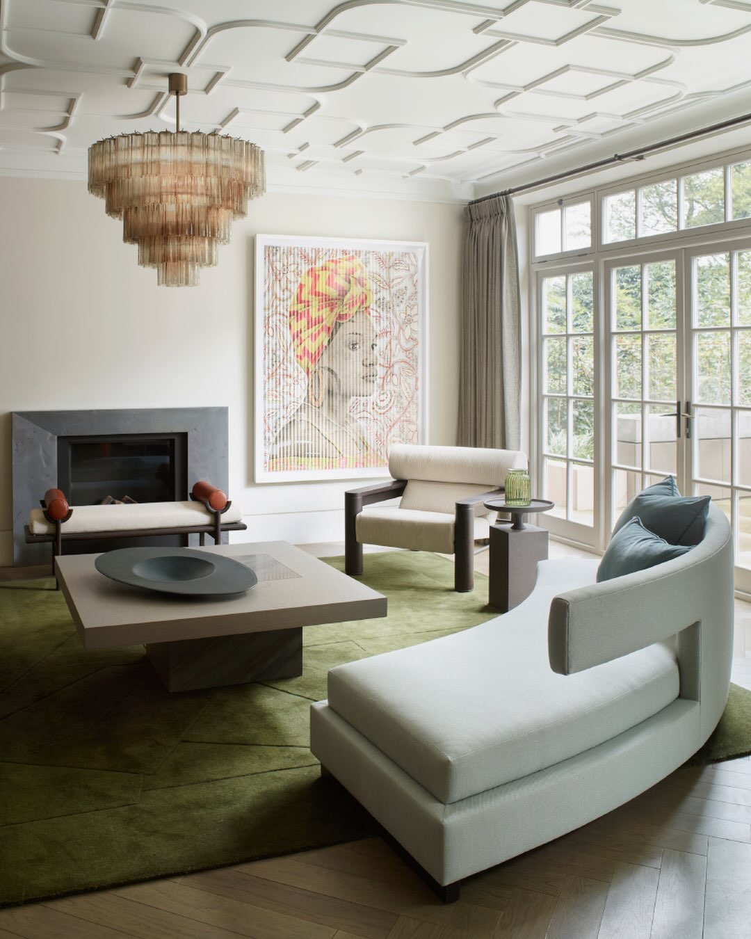 3. Ground Sculptural Furniture with a Rich Rug