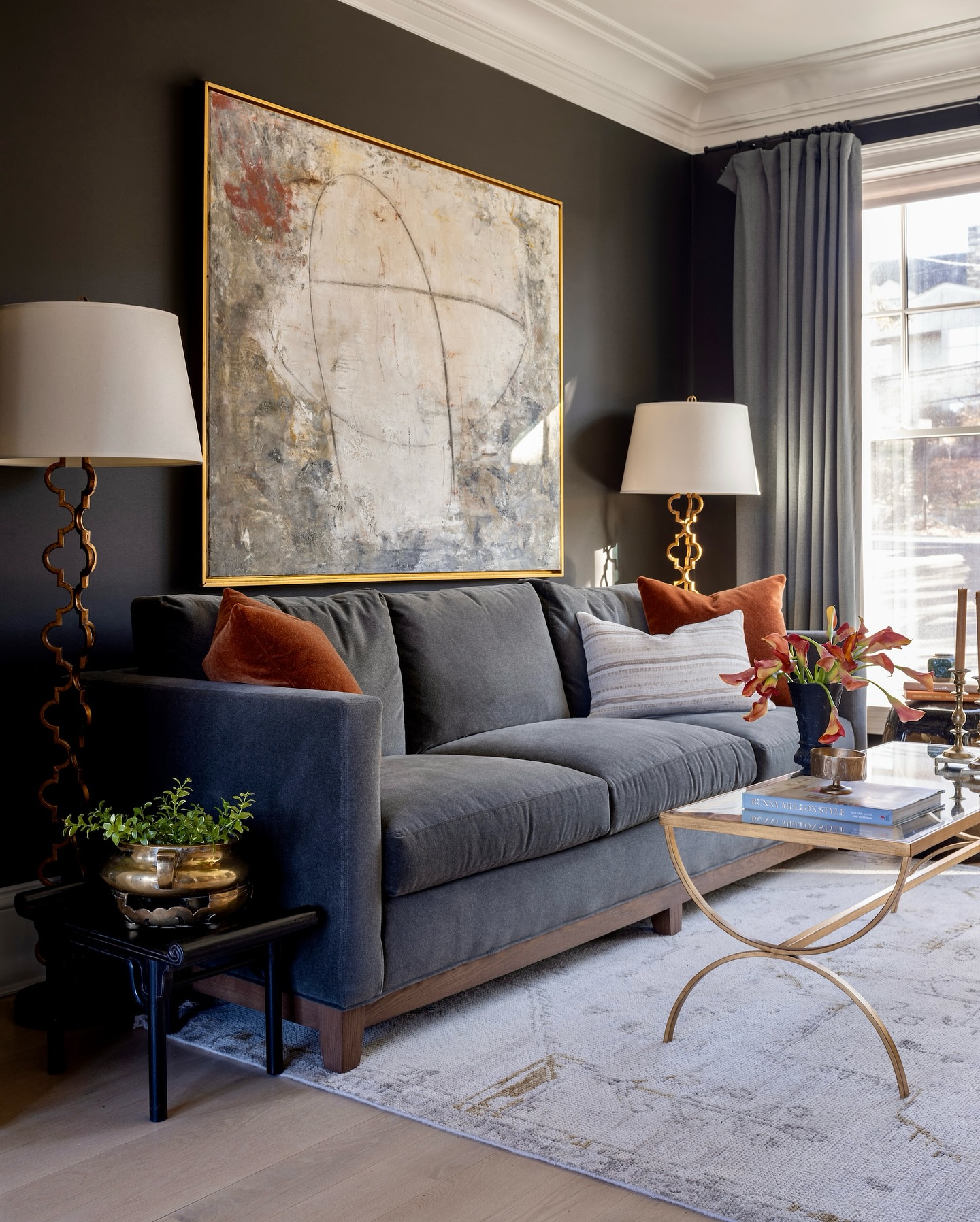 11. Brighten Dark Walls with Oversized Art