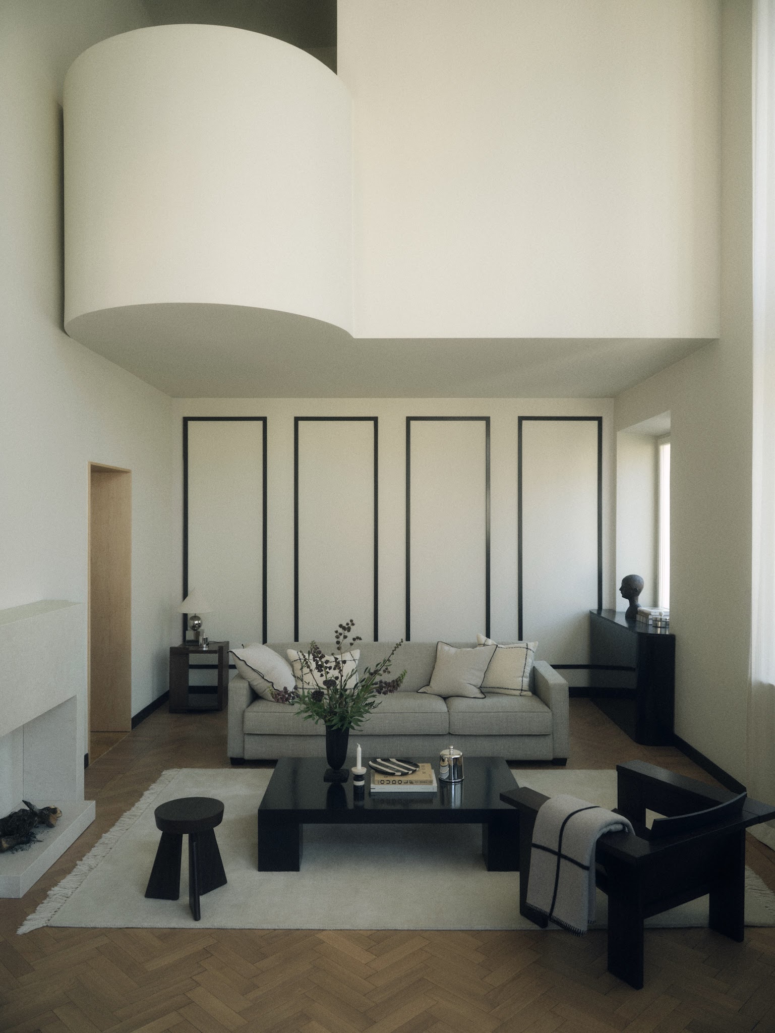 12. Repeat Thin Black Lines Across the Room