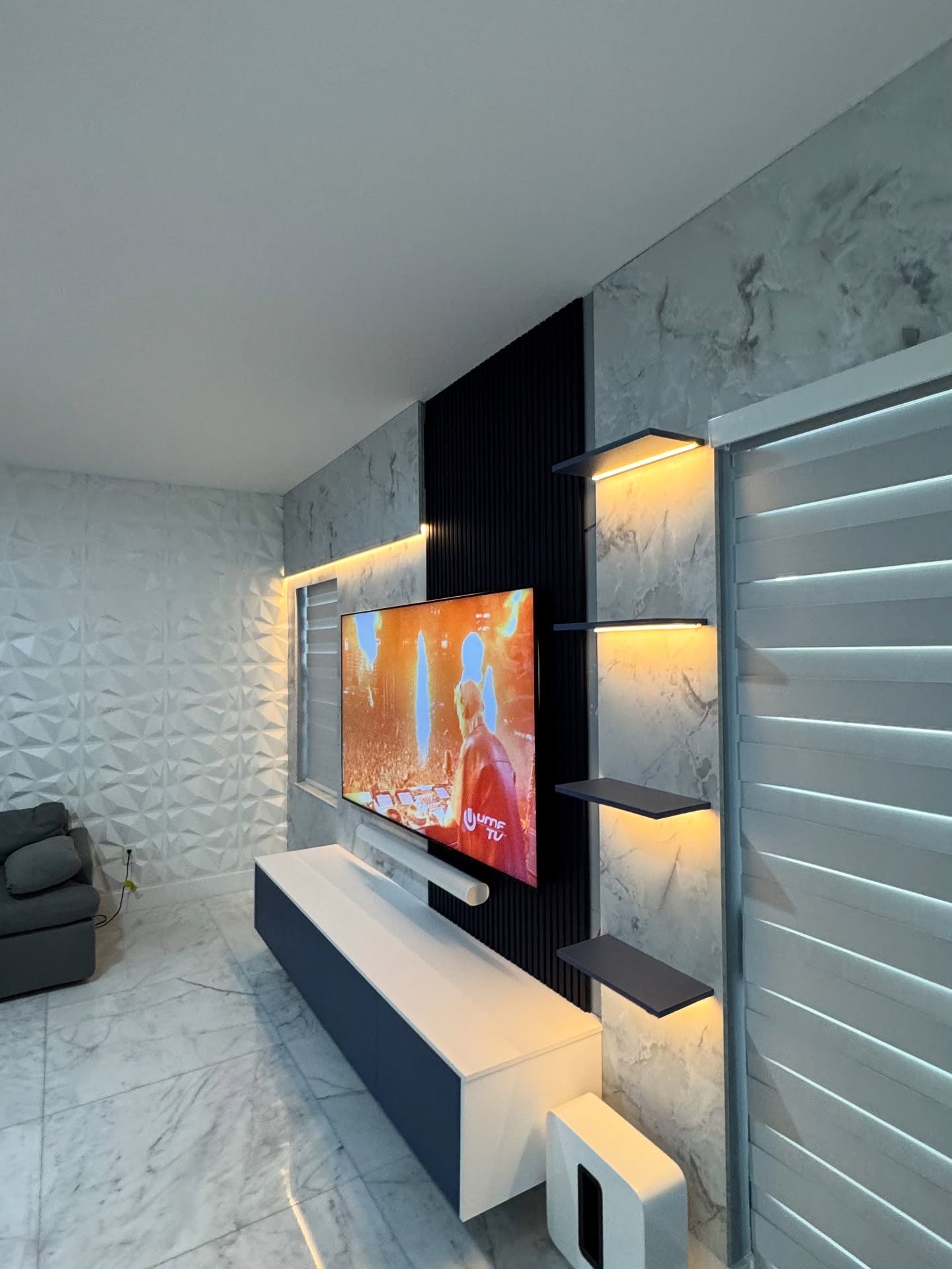 12. Fit a Media Wall Between Existing Windows