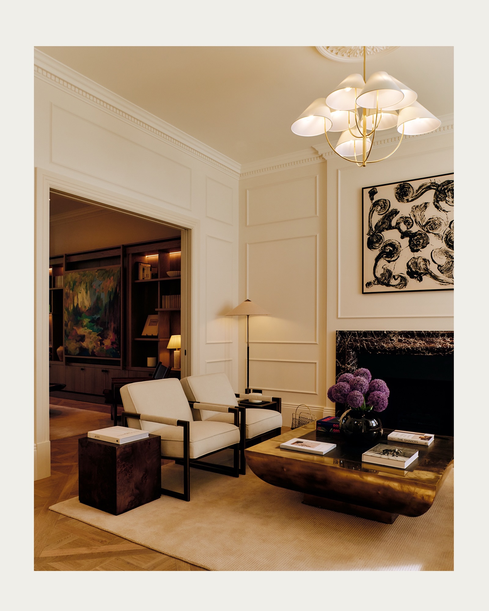 8. Balance Pale Paneling With Dark Furniture Frames