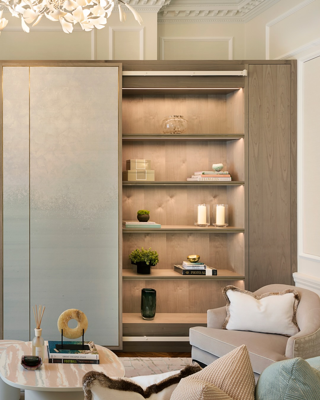 19. Bring Illuminated Storage Into a Paneled Room