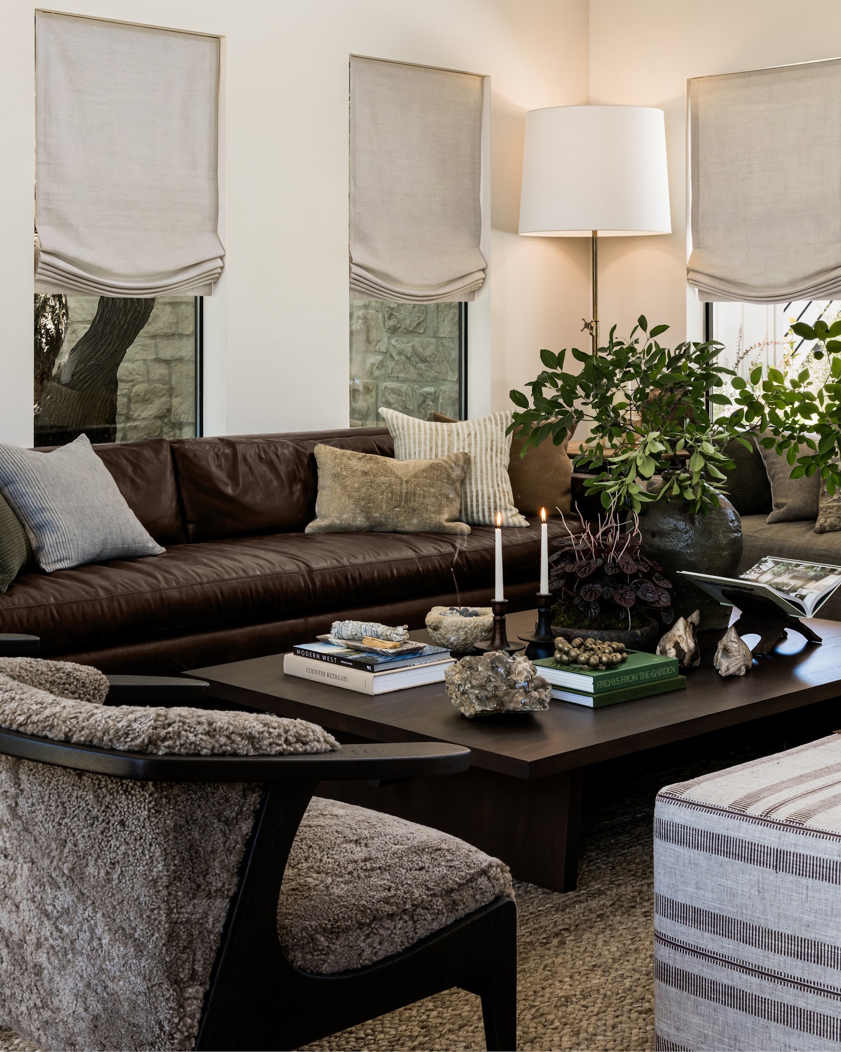 7. Pair Dark Leather With Textured Chairs