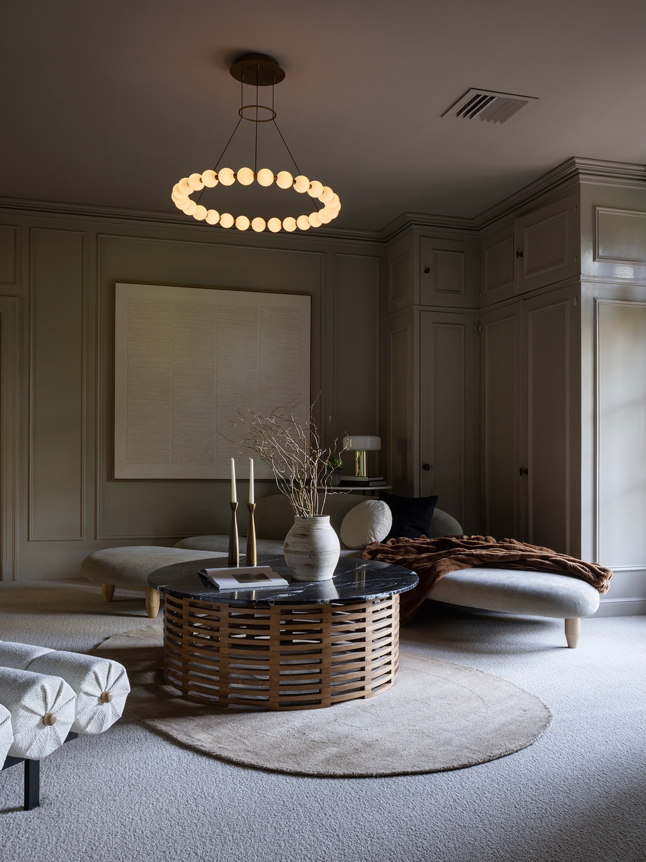2. Carry Taupe Across the Walls and Built-Ins
