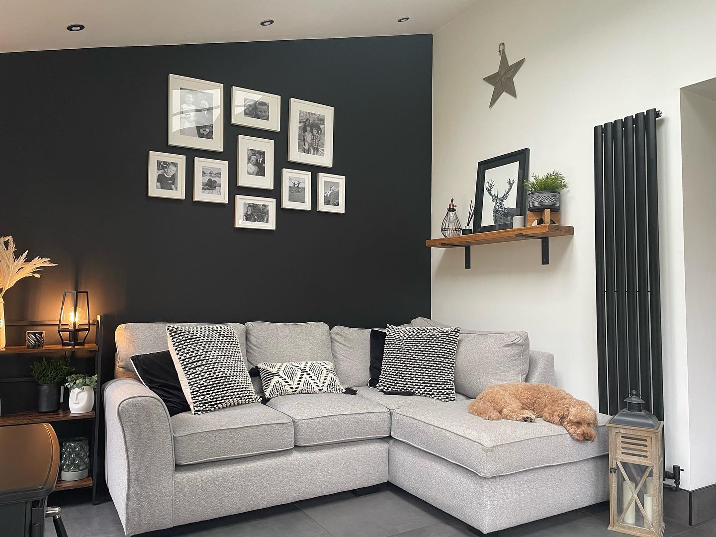 8. Give a Gray Sectional a Charcoal Backdrop