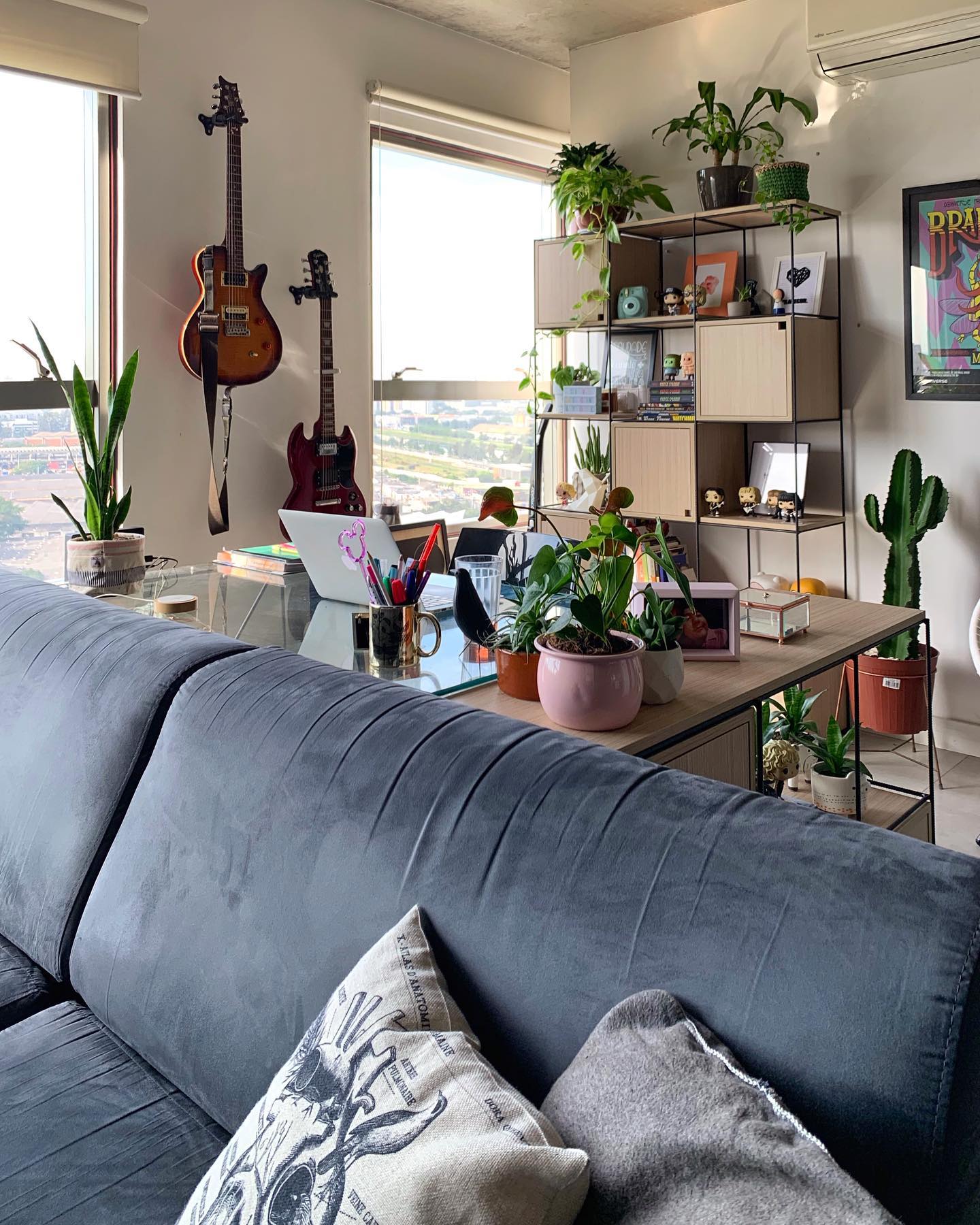 8. Put a Shared Work Zone Behind the Sofa