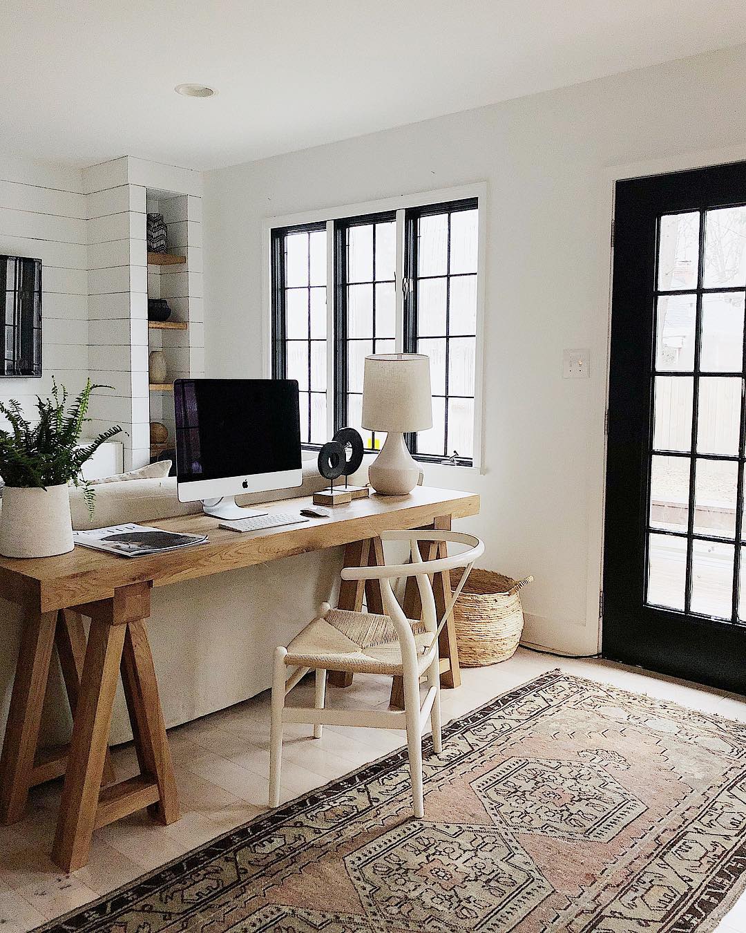 10. Set a Trestle Desk Behind a Floating Sofa