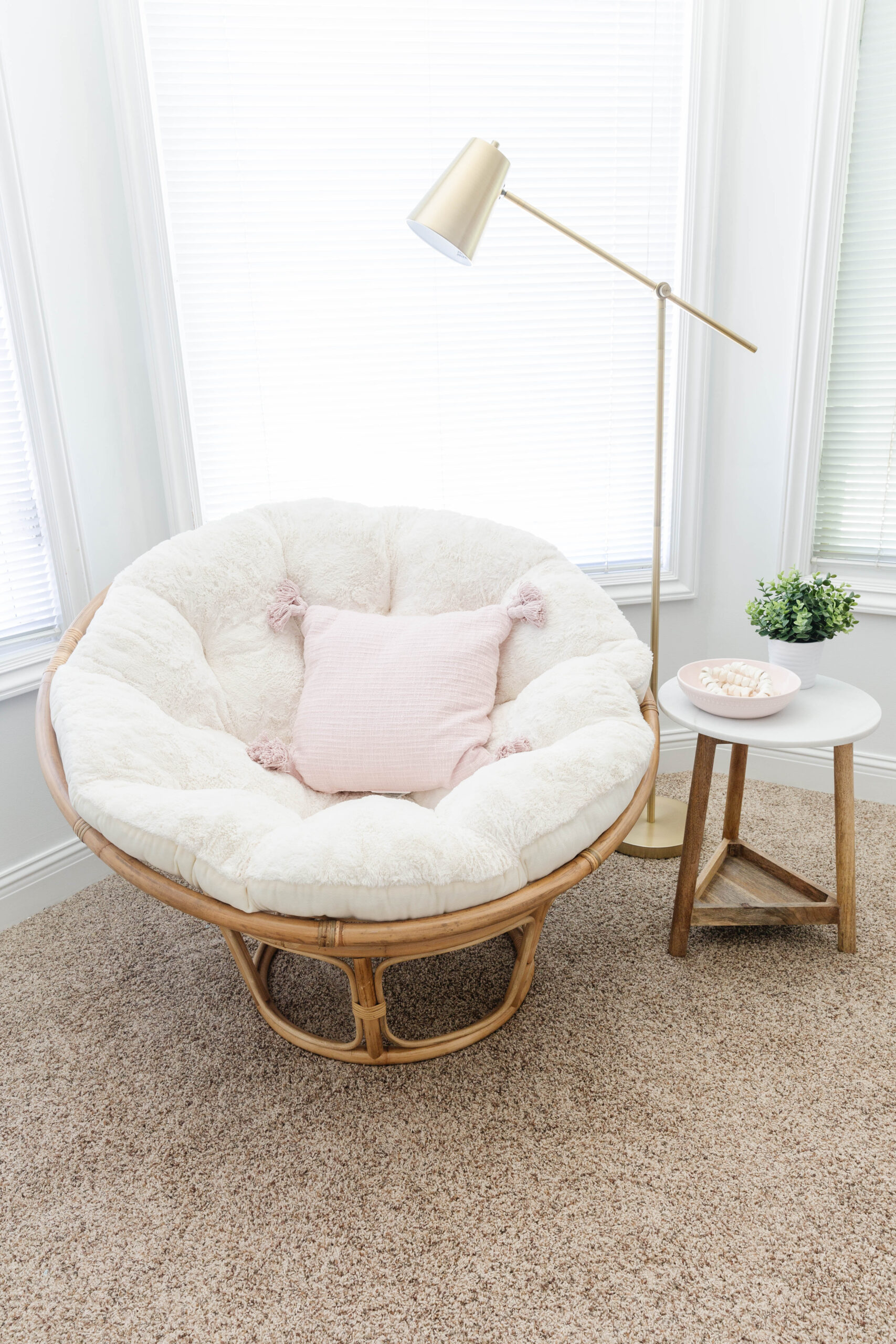 5. Make a Pink and Rattan Reading Corner