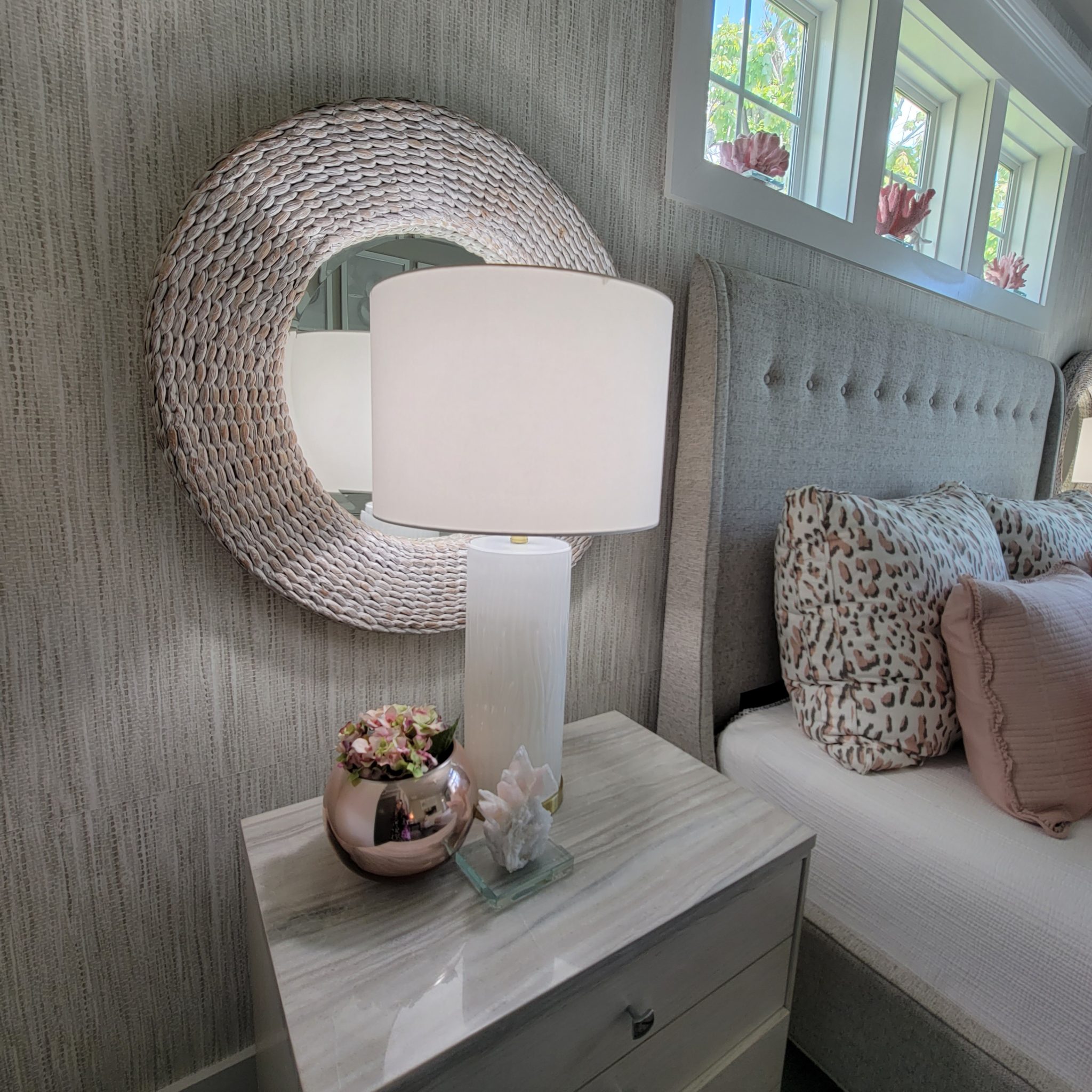 15. Layer a Whitewashed Mirror Behind the Bedside Lamp