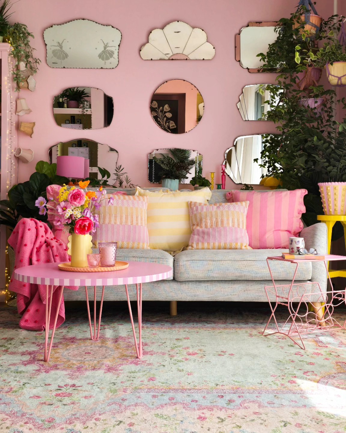 7. Create a Mirror Gallery on a Pink Wall