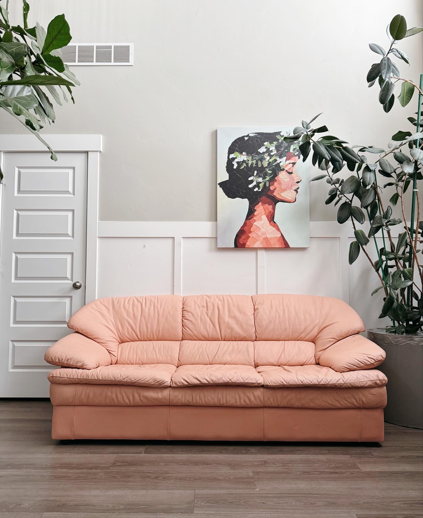 18. Choose a Vintage Salmon Leather Sofa