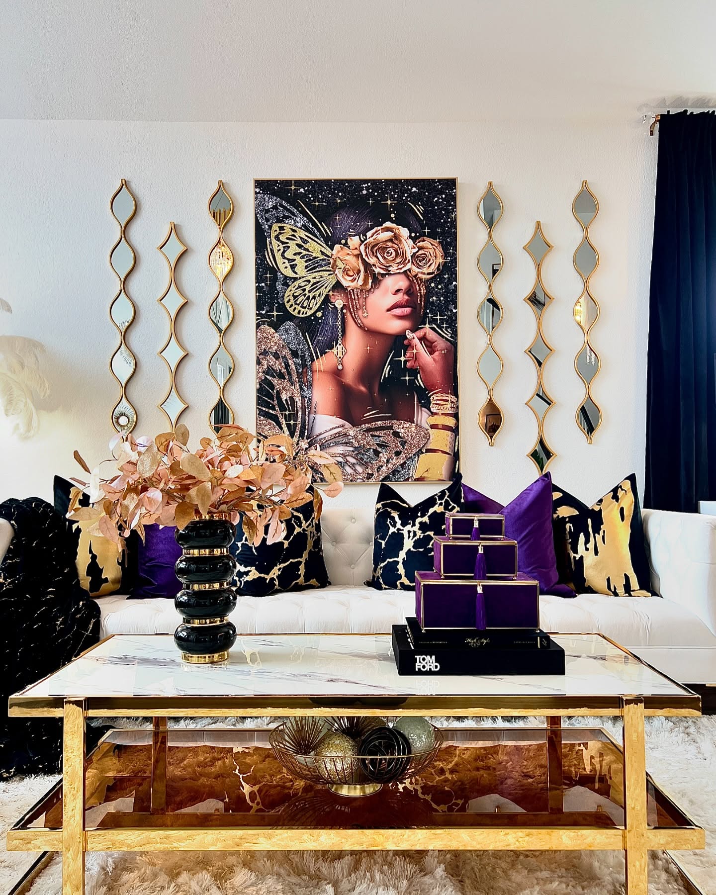 2. Repeat Purple Across a Cream Sofa
