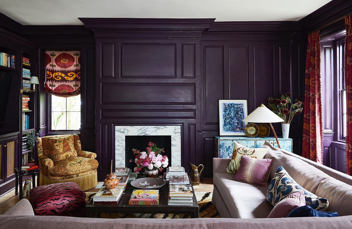 6. Give Paneled Walls a Purple Finish