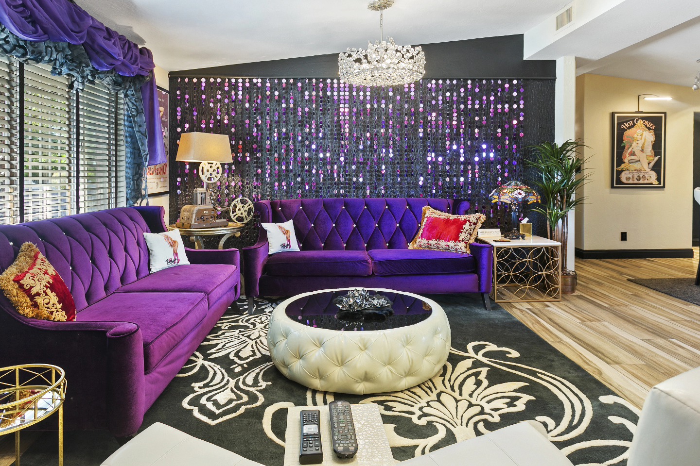 7. Make Purple Sofas the Main Event