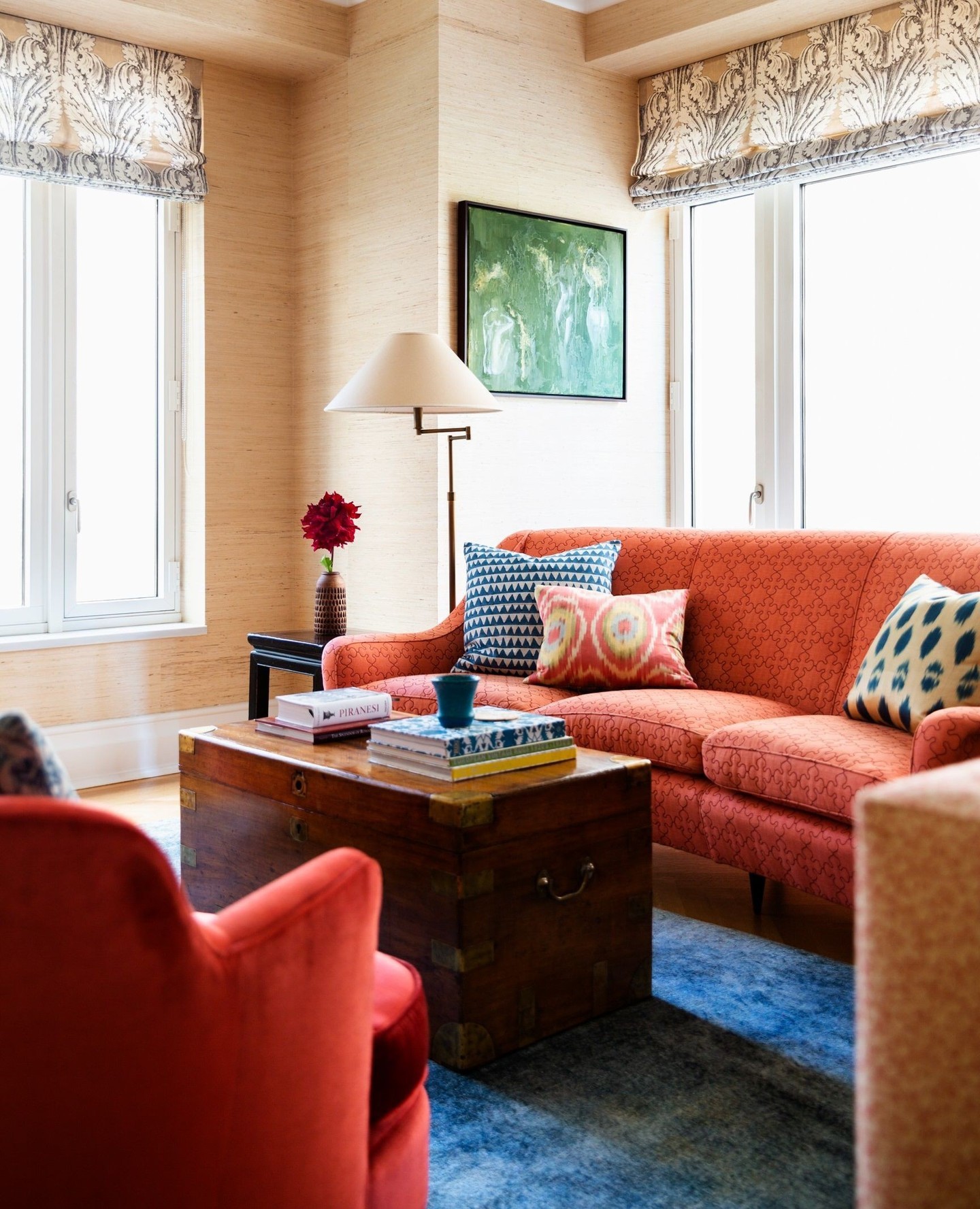 13. Soften Coral Red with Woven Wall Texture