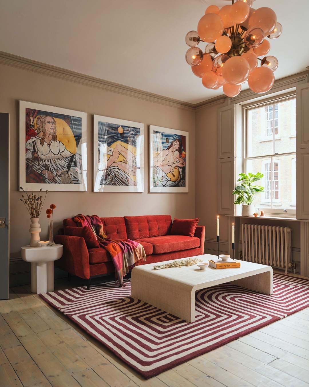 17. Repeat Red Through a Graphic Area Rug
