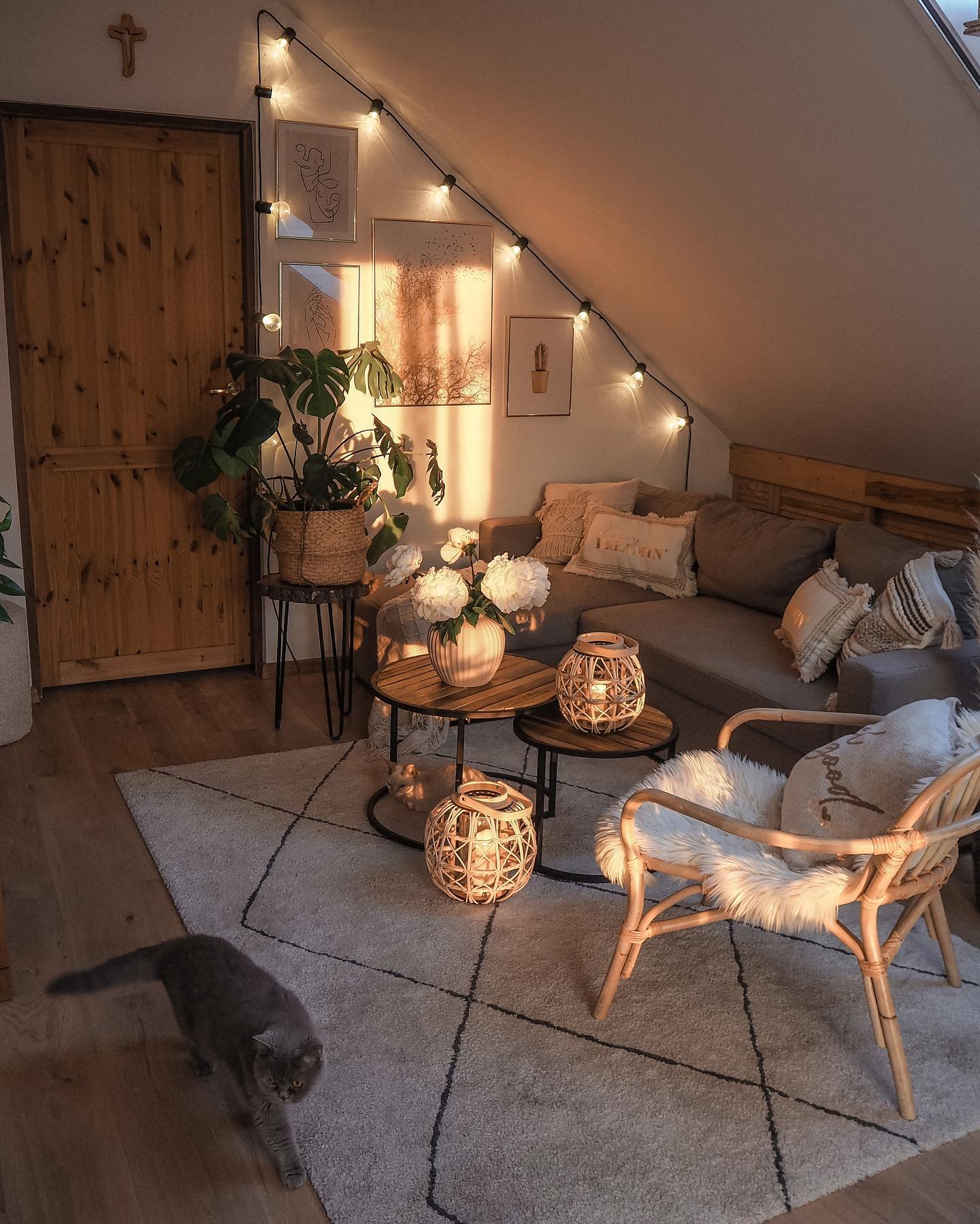7. Follow a Sloped Ceiling With Warm Light