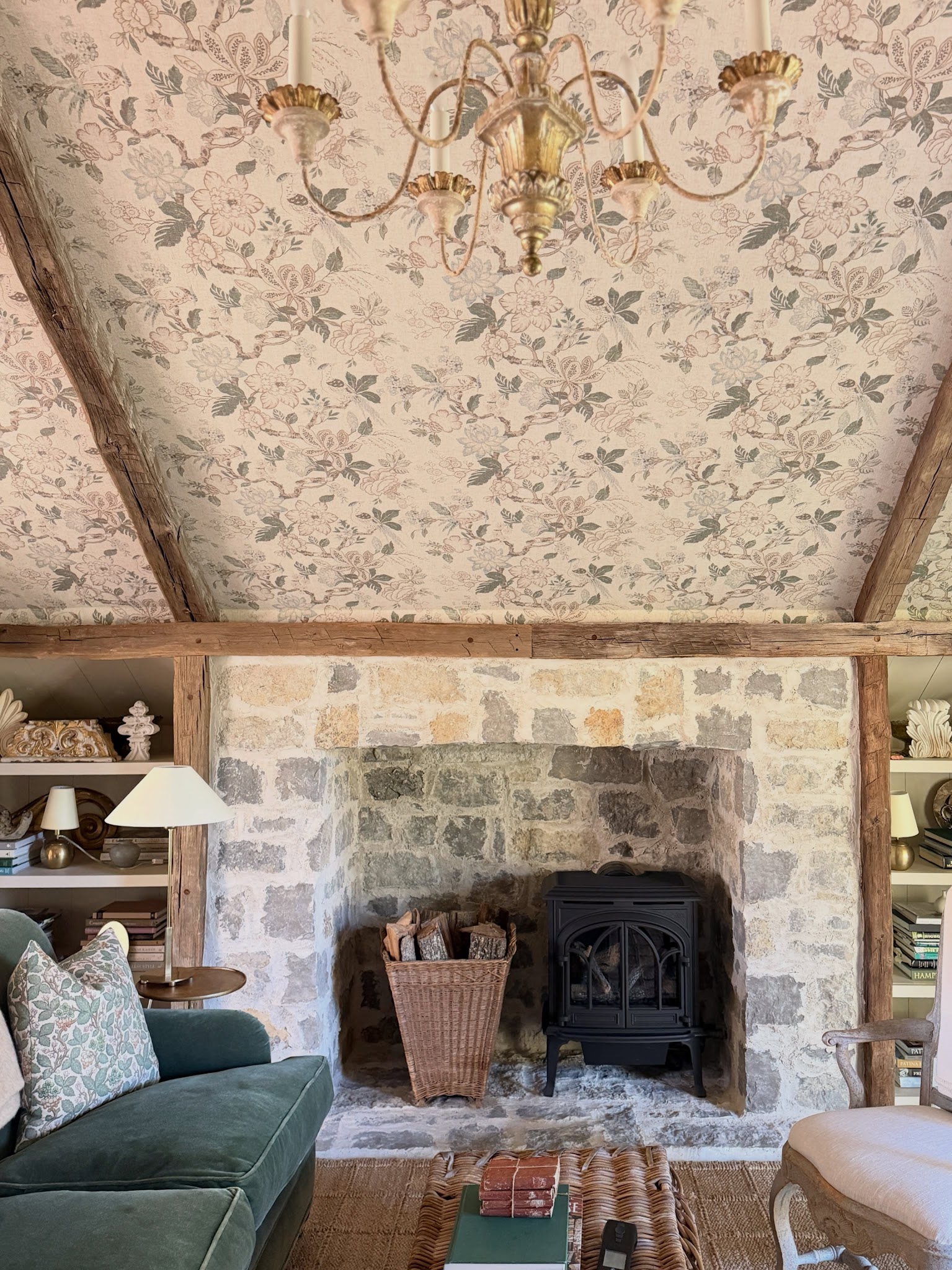 4. Take a Faded Floral Pattern onto the Ceiling