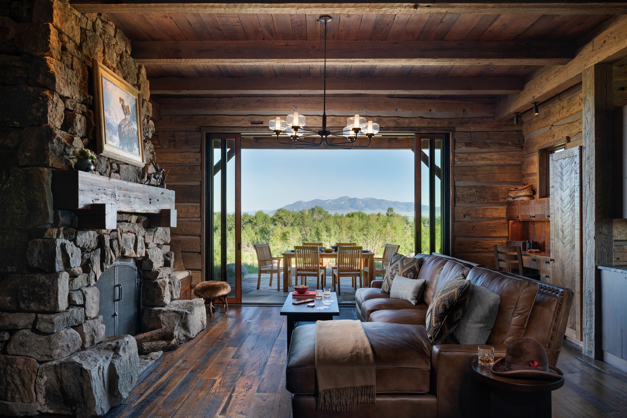 7. Make a Log Cabin Feel Open to the Landscape