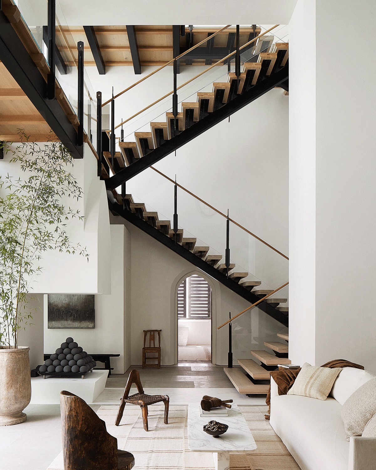 18. Add Rough Wood Accents to a White Room