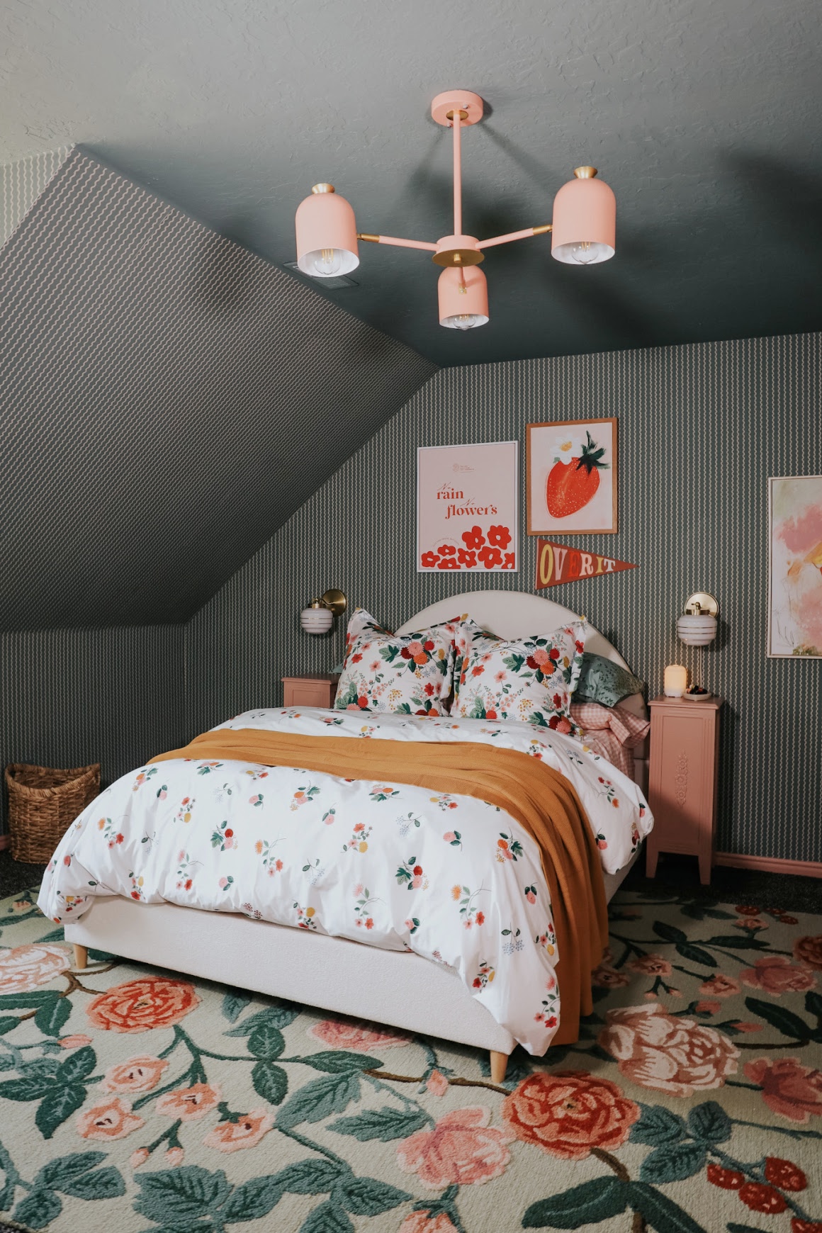 6. Connect Sage and Blush With an Oversized Floral Rug
