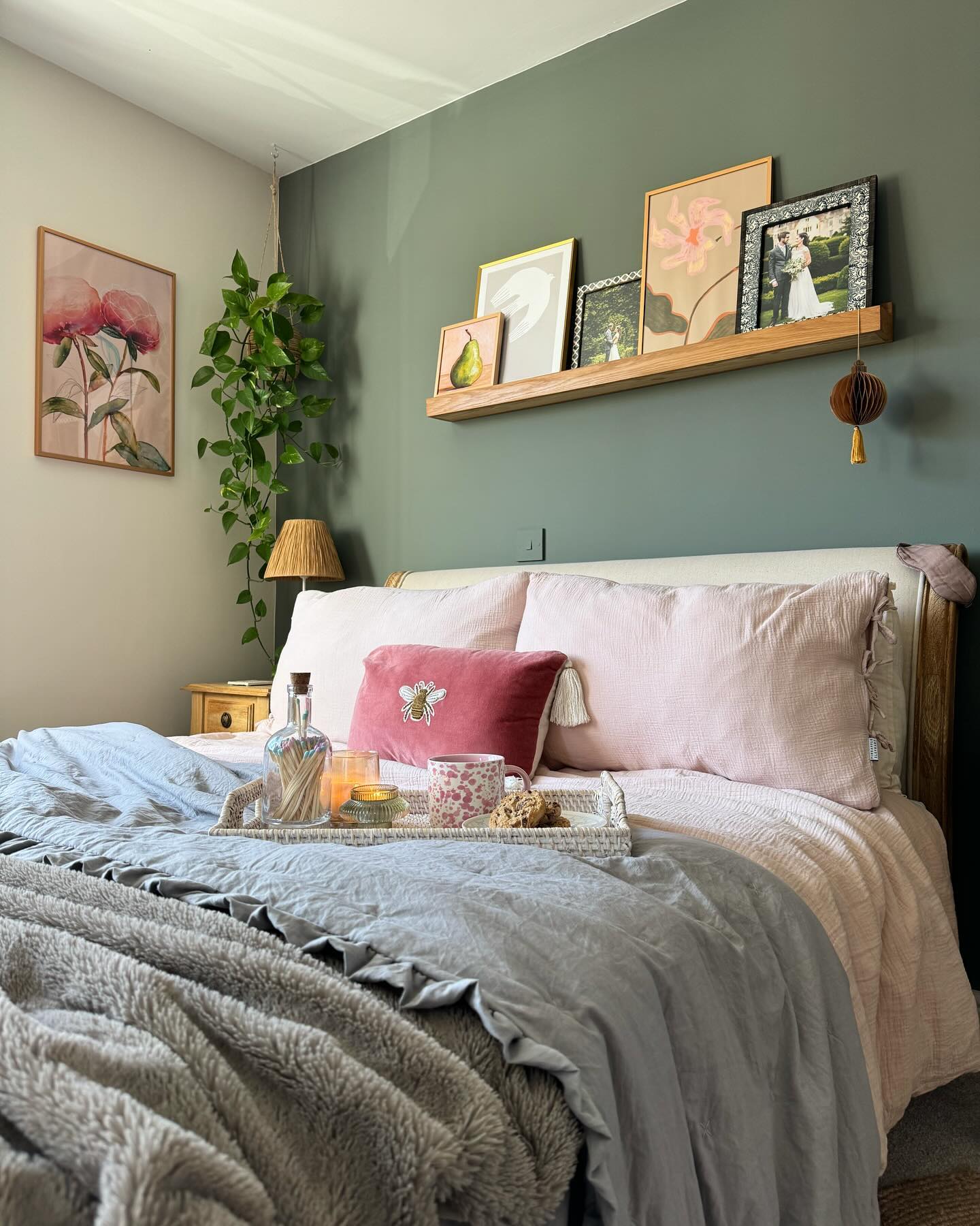 8. Layer Blush Prints on a Timber Picture Ledge