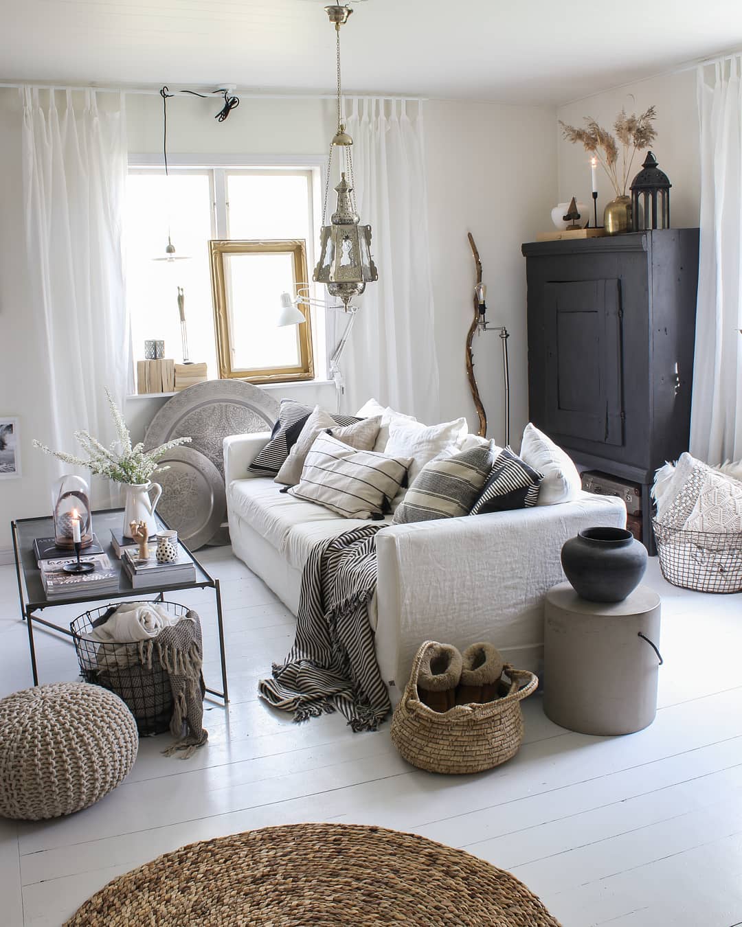 19. Ground White Floorboards With Black and Natural Textures