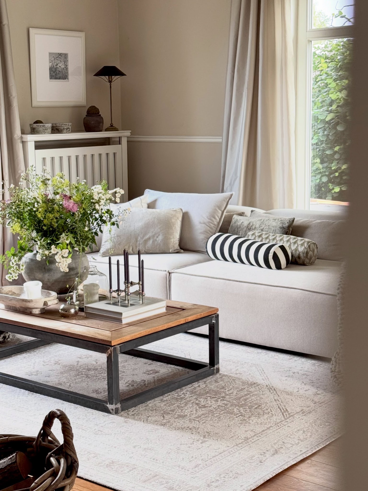 3. Make One Striped Bolster the Strongest Accent