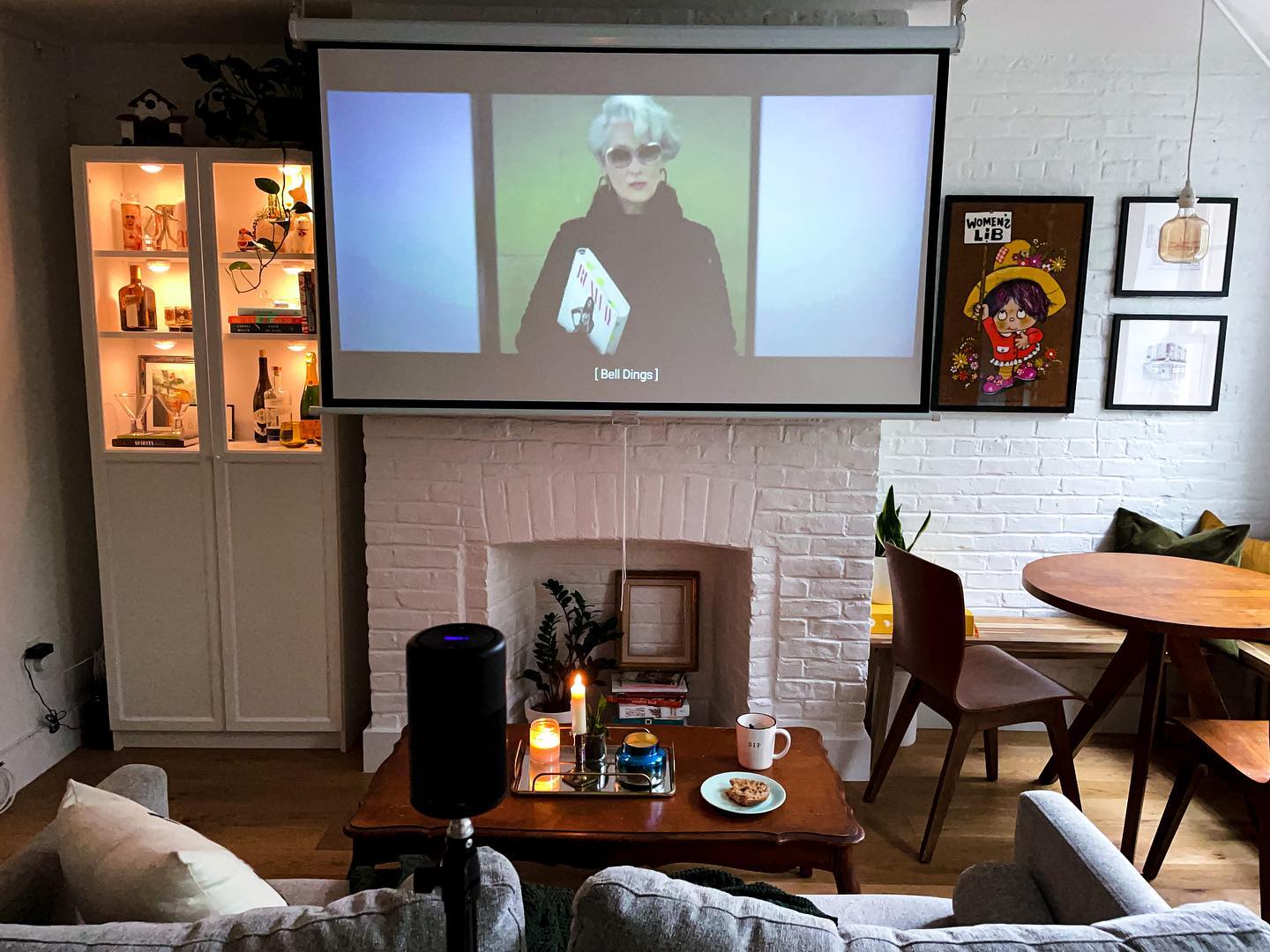18. Save TV Stand Space With a Retractable Screen