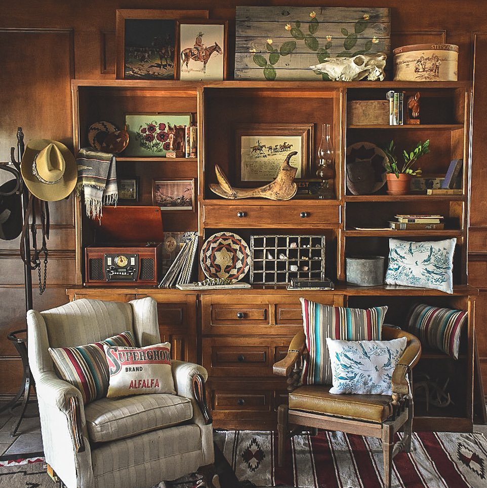 8. Give Vintage Collections a Wood Shelving Backdrop