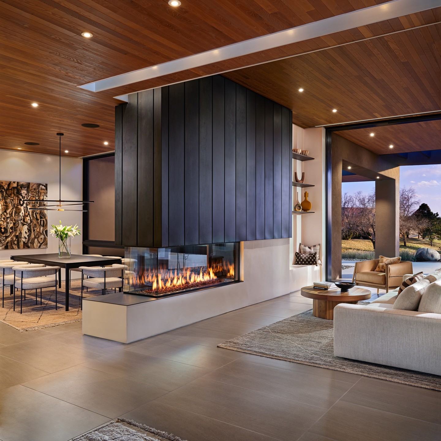 13. Use a Fireplace to Define an Open Living Area