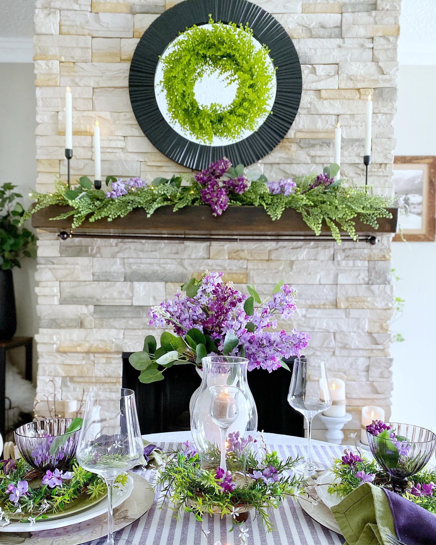 3. Build a Purple Table Around a Lilac Bouquet