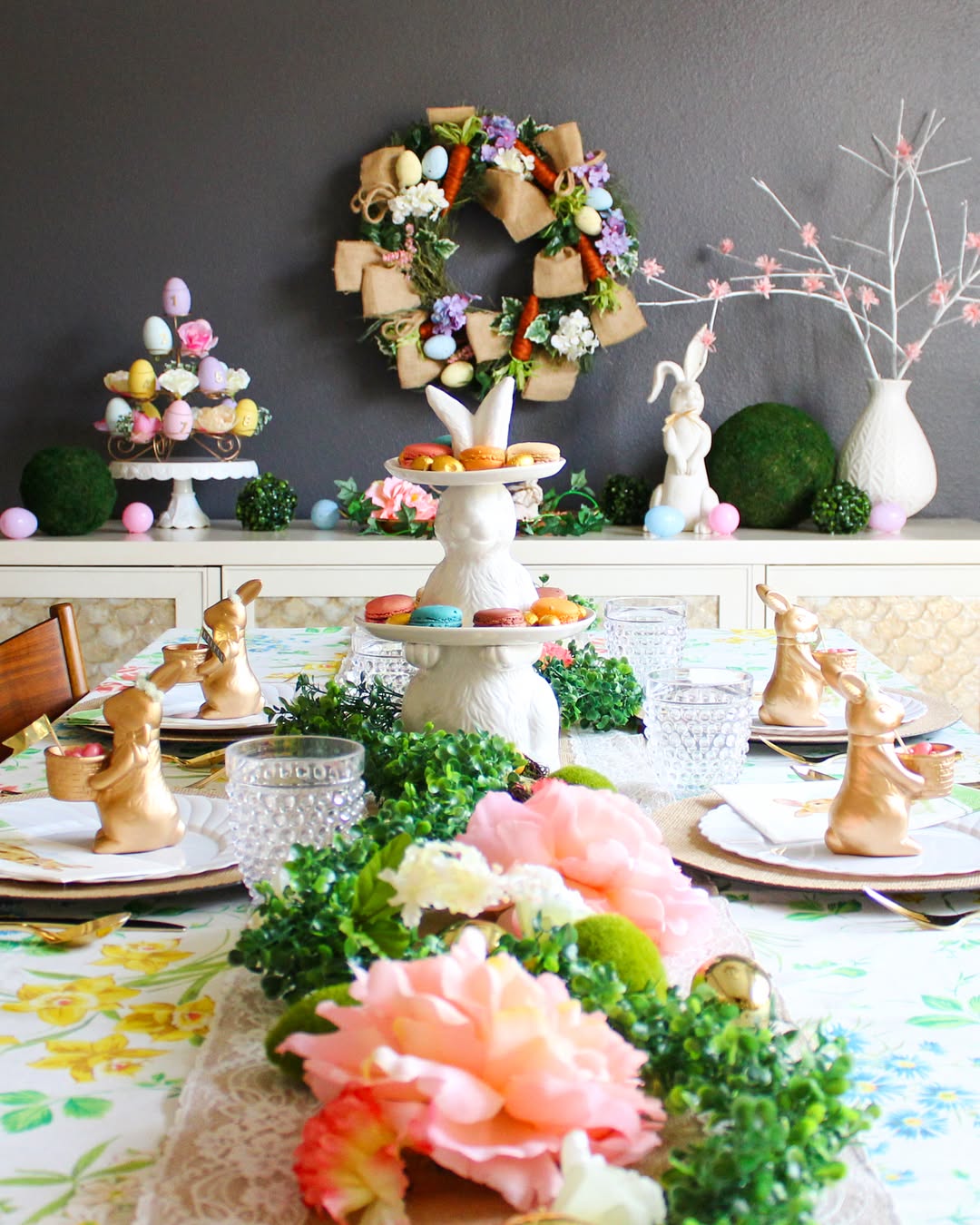 18. Make a Rabbit Stand the Center of a Floral Runner