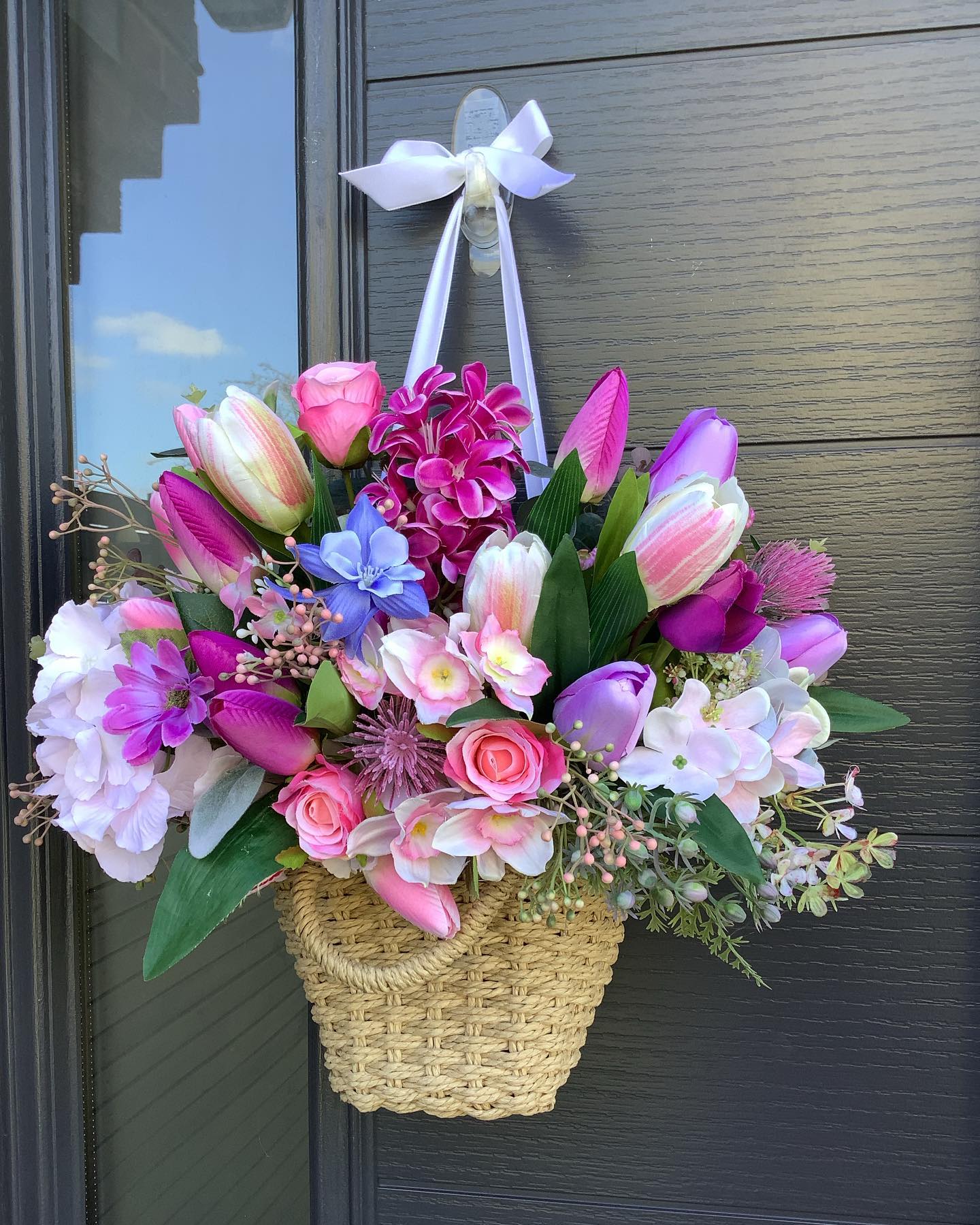 8. Suspend a Full Tulip Basket From Ribbon