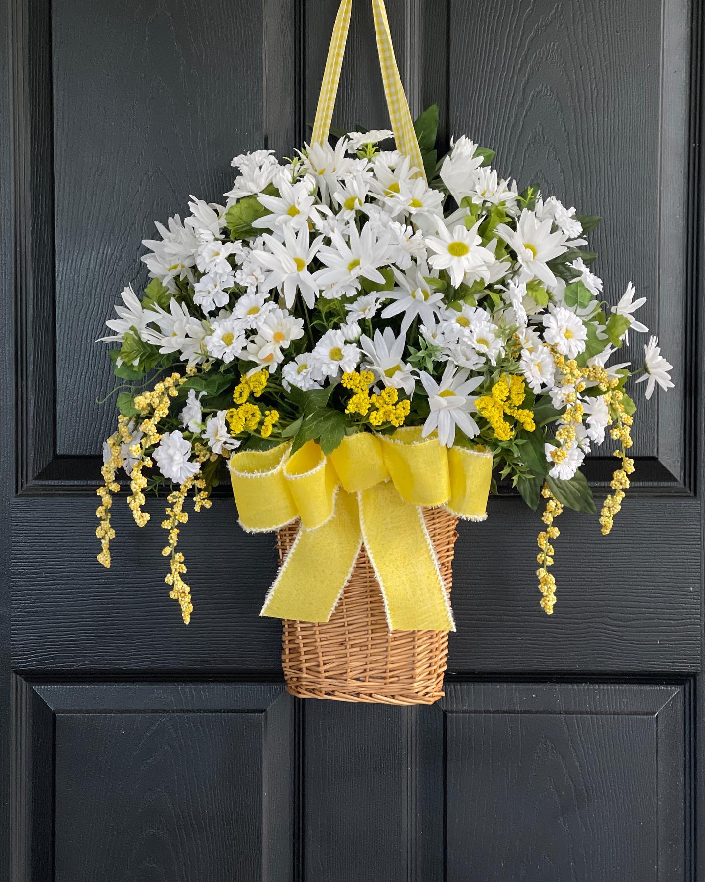 11. Brighten a Narrow Basket With Daisies and Yellow