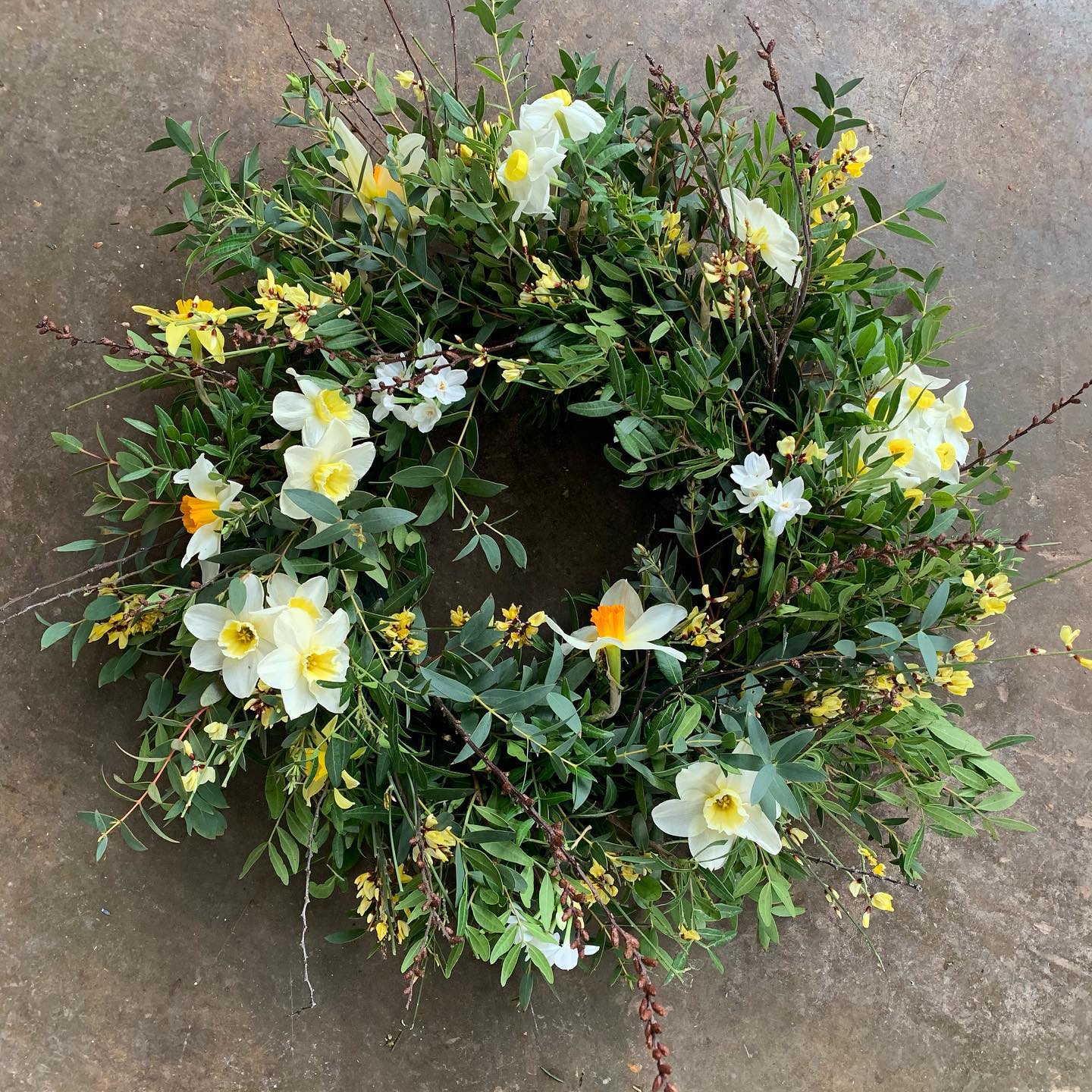 5. Make Daffodils the Focus of a Green Wreath
