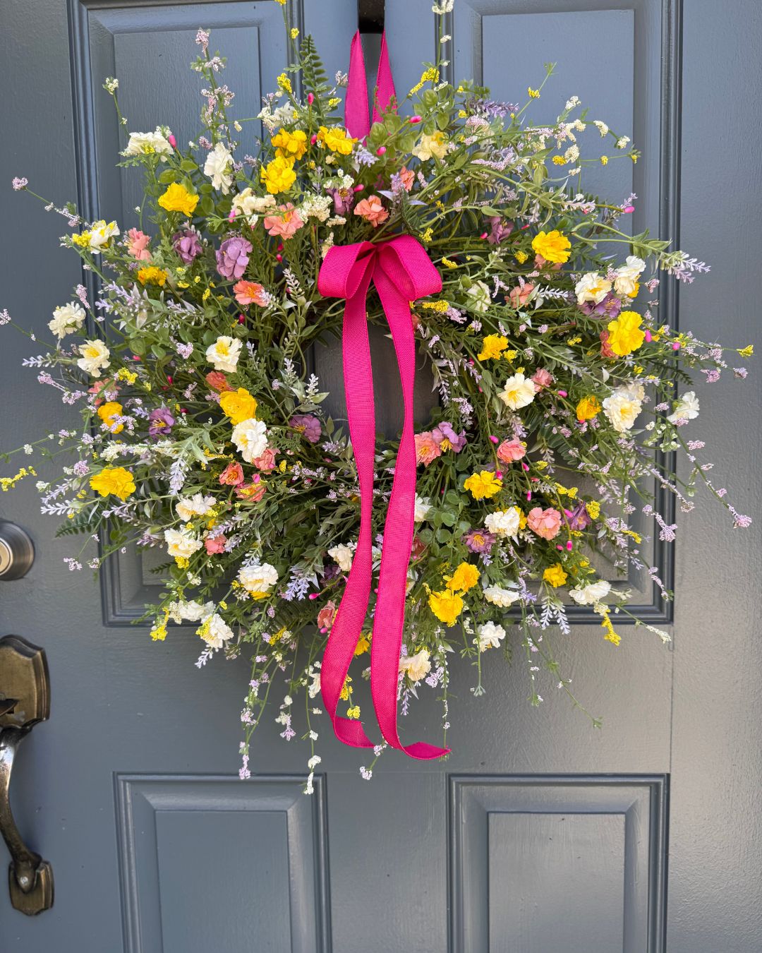 8. Tie a Bright Pink Ribbon Through Wildflowers