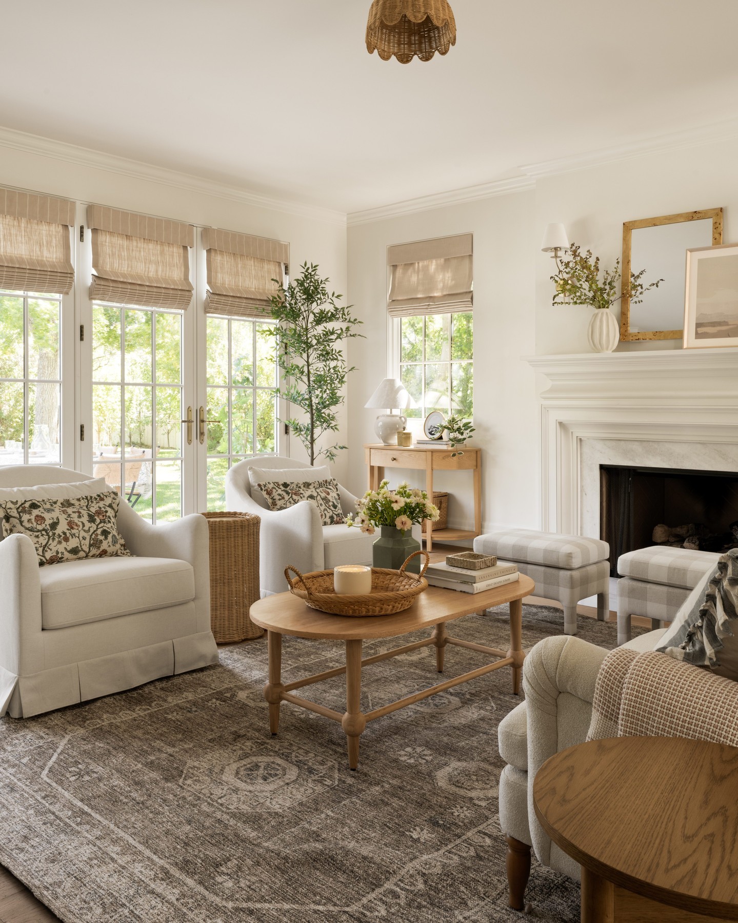 11. Bring Spring to Neutral Seating With Floral Cushions