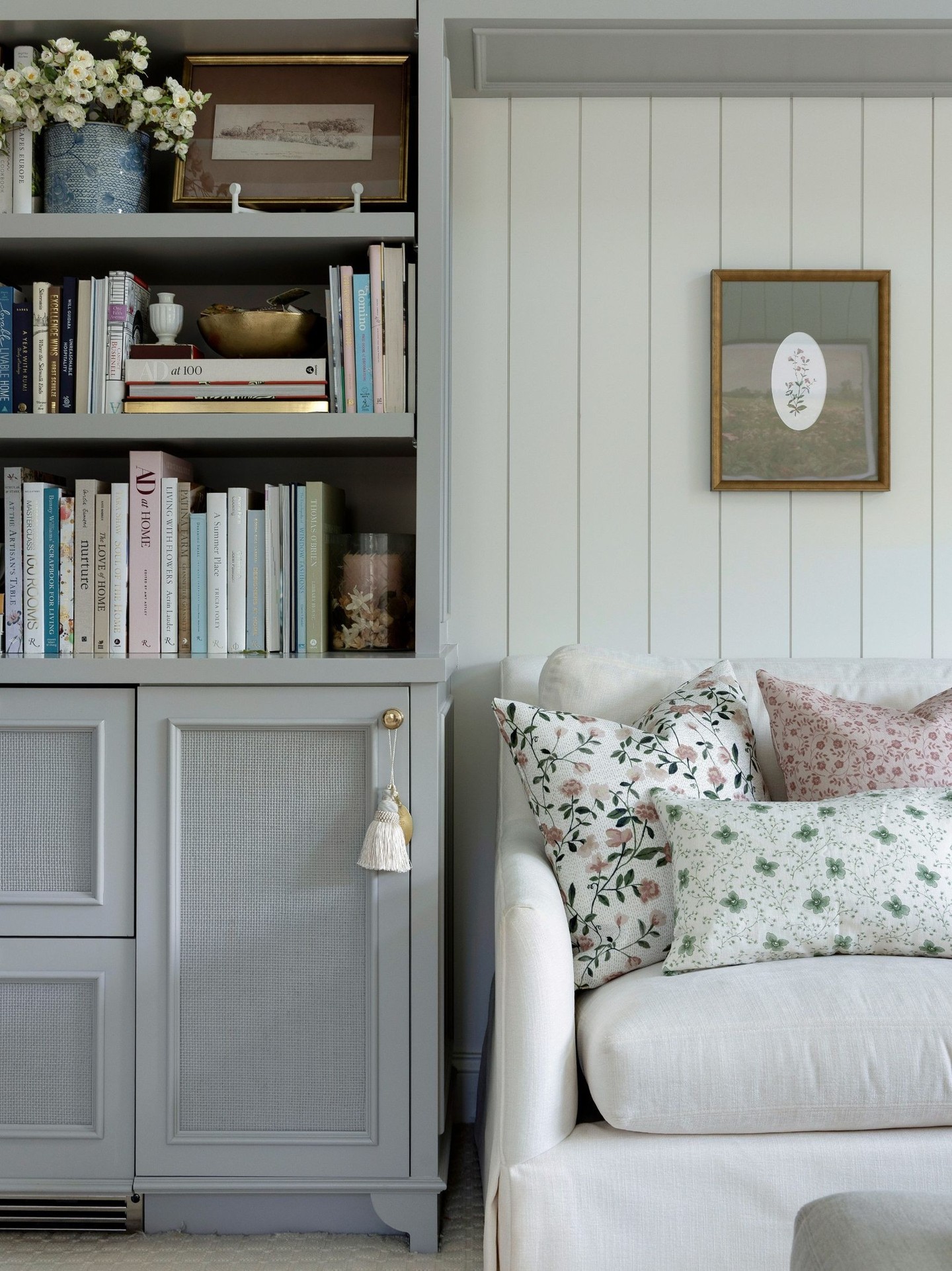 17. Mix Small Floral Prints Around a Reading Corner
