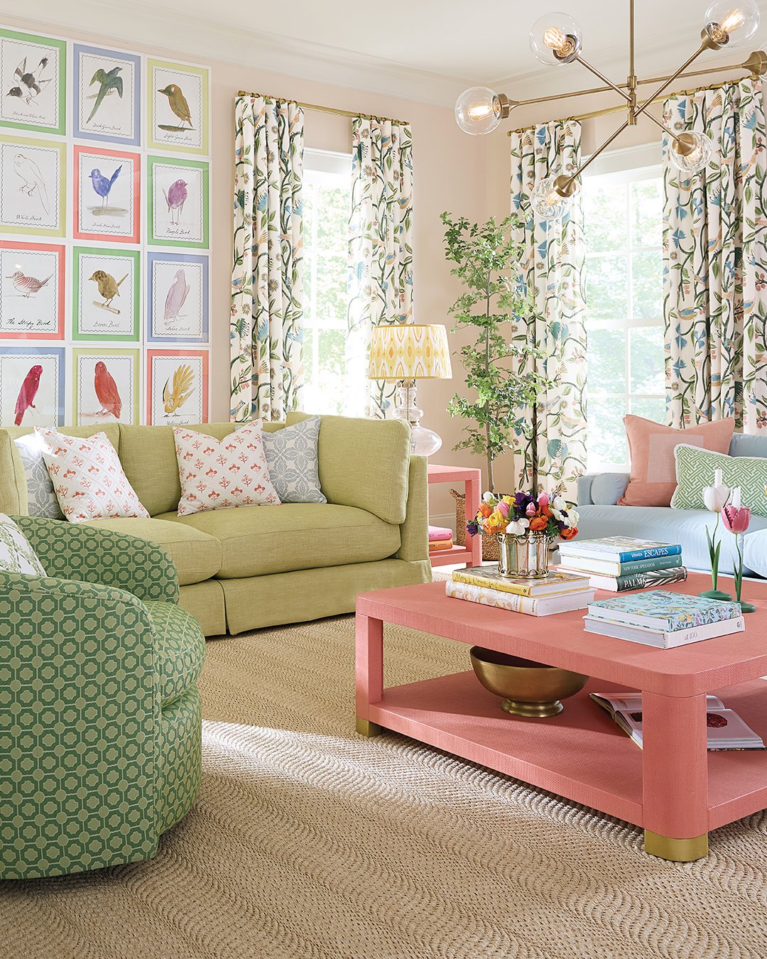 18. Pair a Pink Coffee Table With Garden Colors